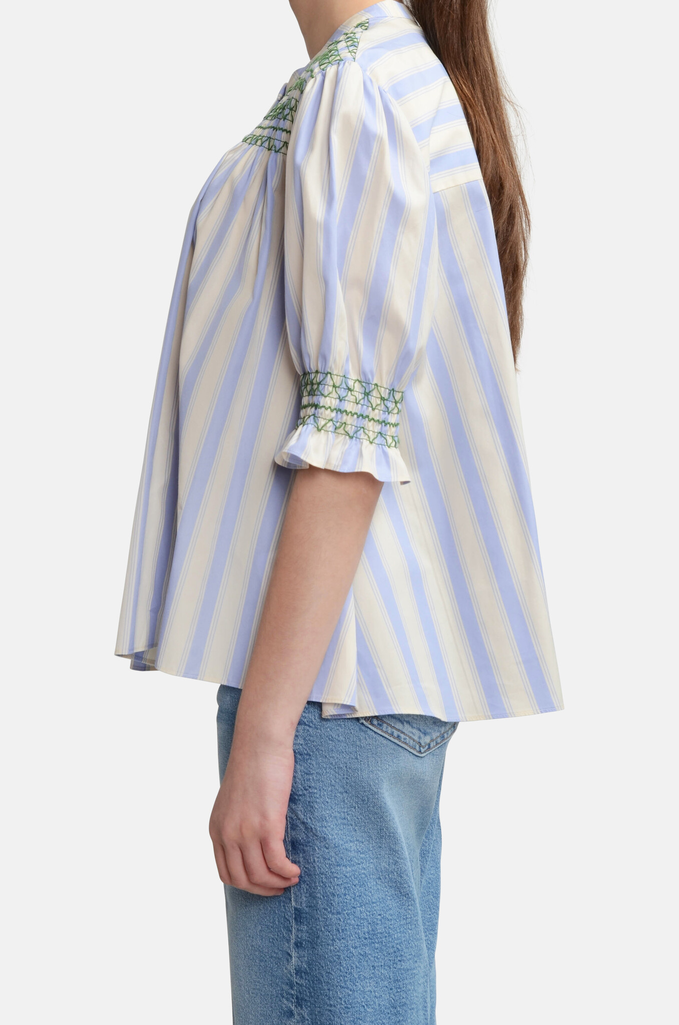 Smocked Gathered Top Pastel Stripes-3