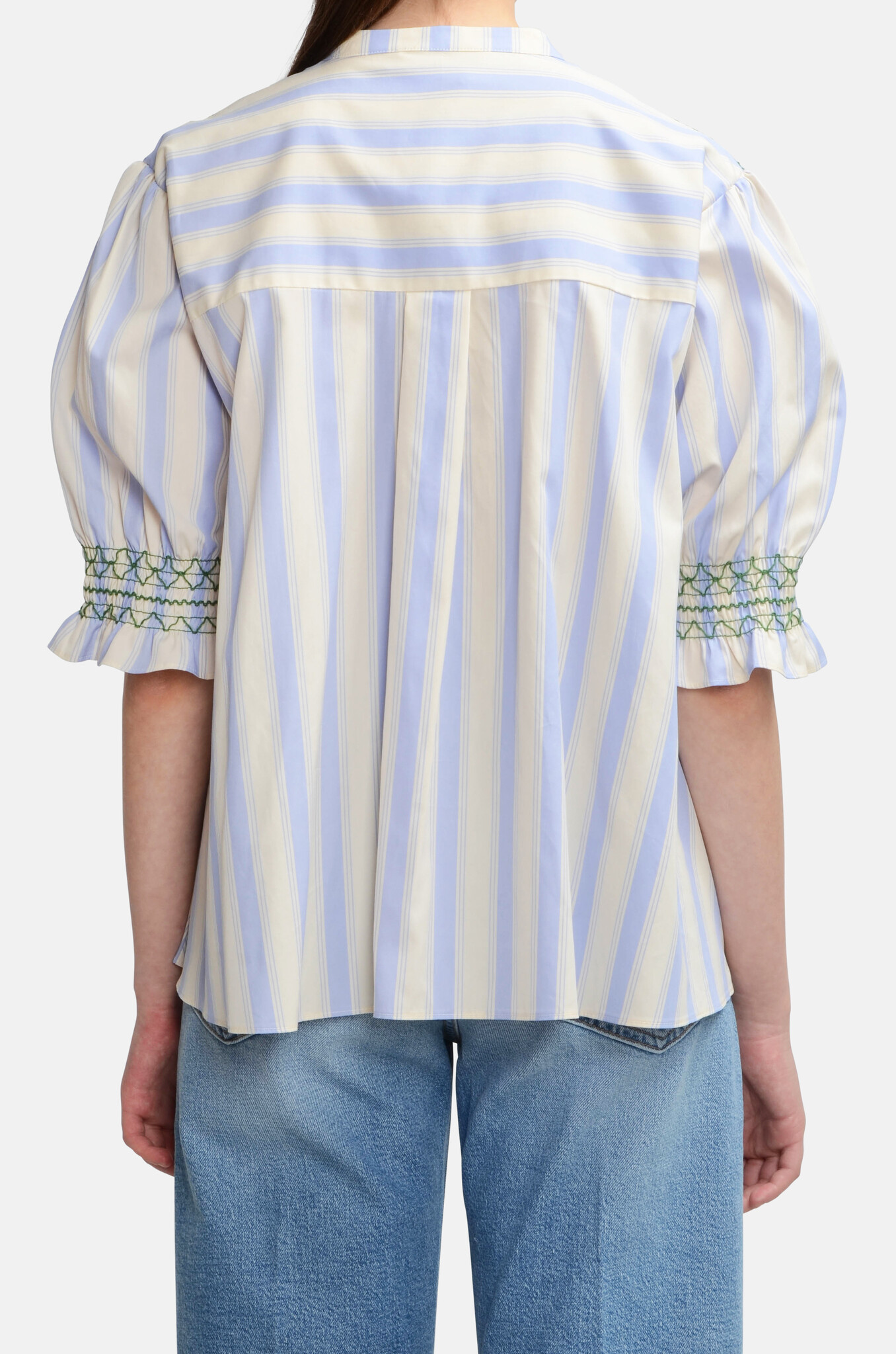Smocked Gathered Top Pastel Stripes-4
