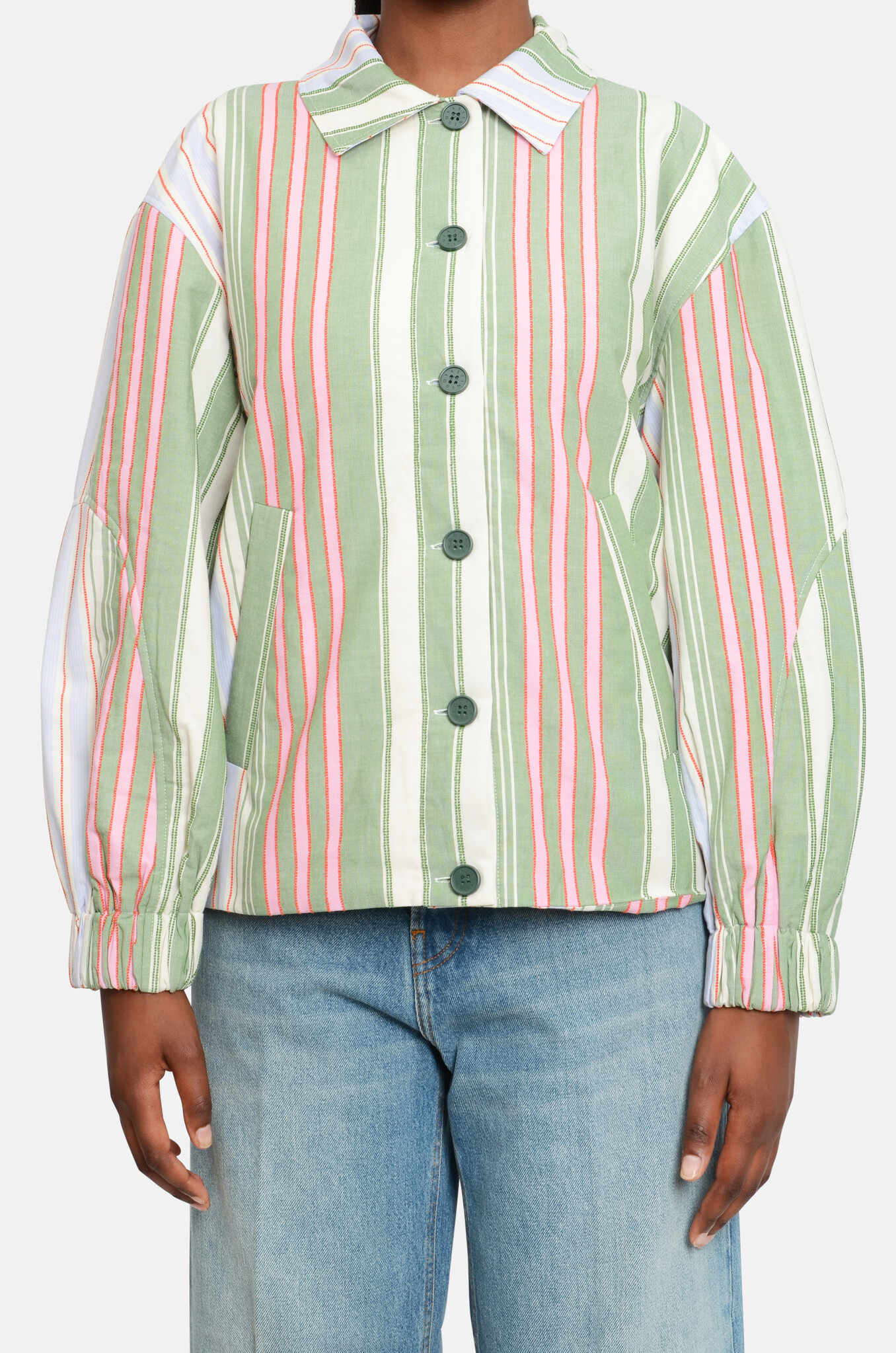 Oversized Utility Workwear Jacket Forest Stripe-1