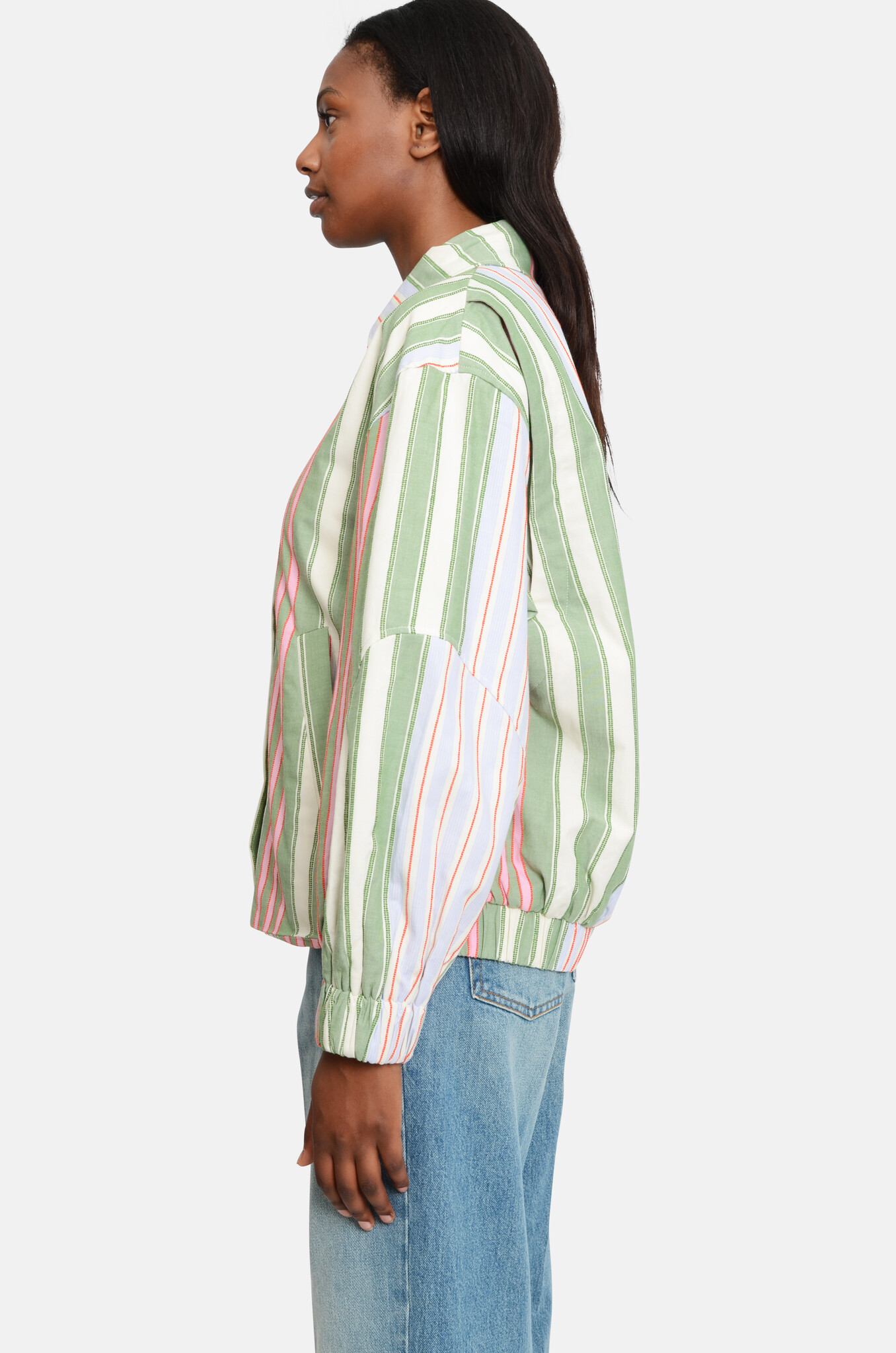Oversized Utility Workwear Jacket Forest Stripe-3