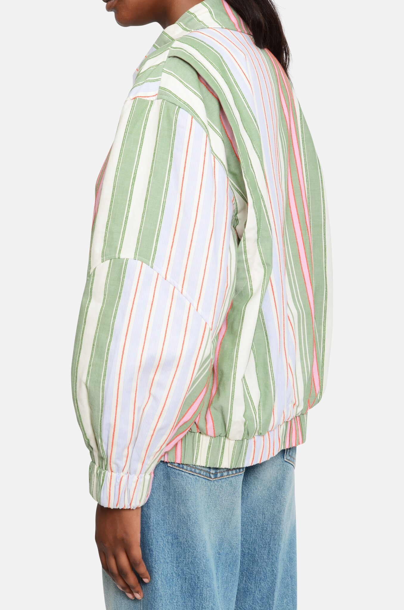 Oversized Utility Workwear Jacket Forest Stripe-5
