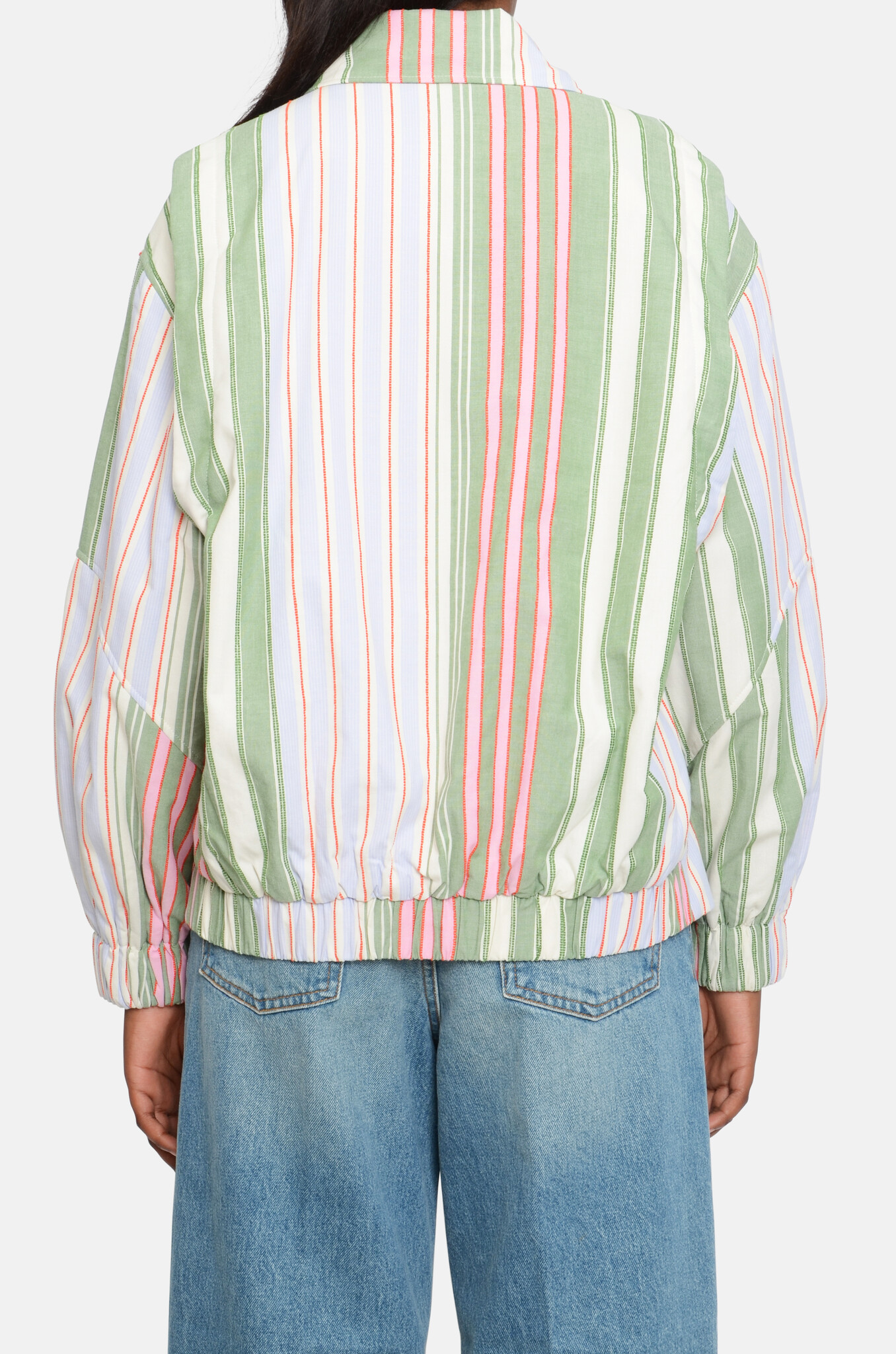 Oversized Utility Workwear Jacket Forest Stripe-4