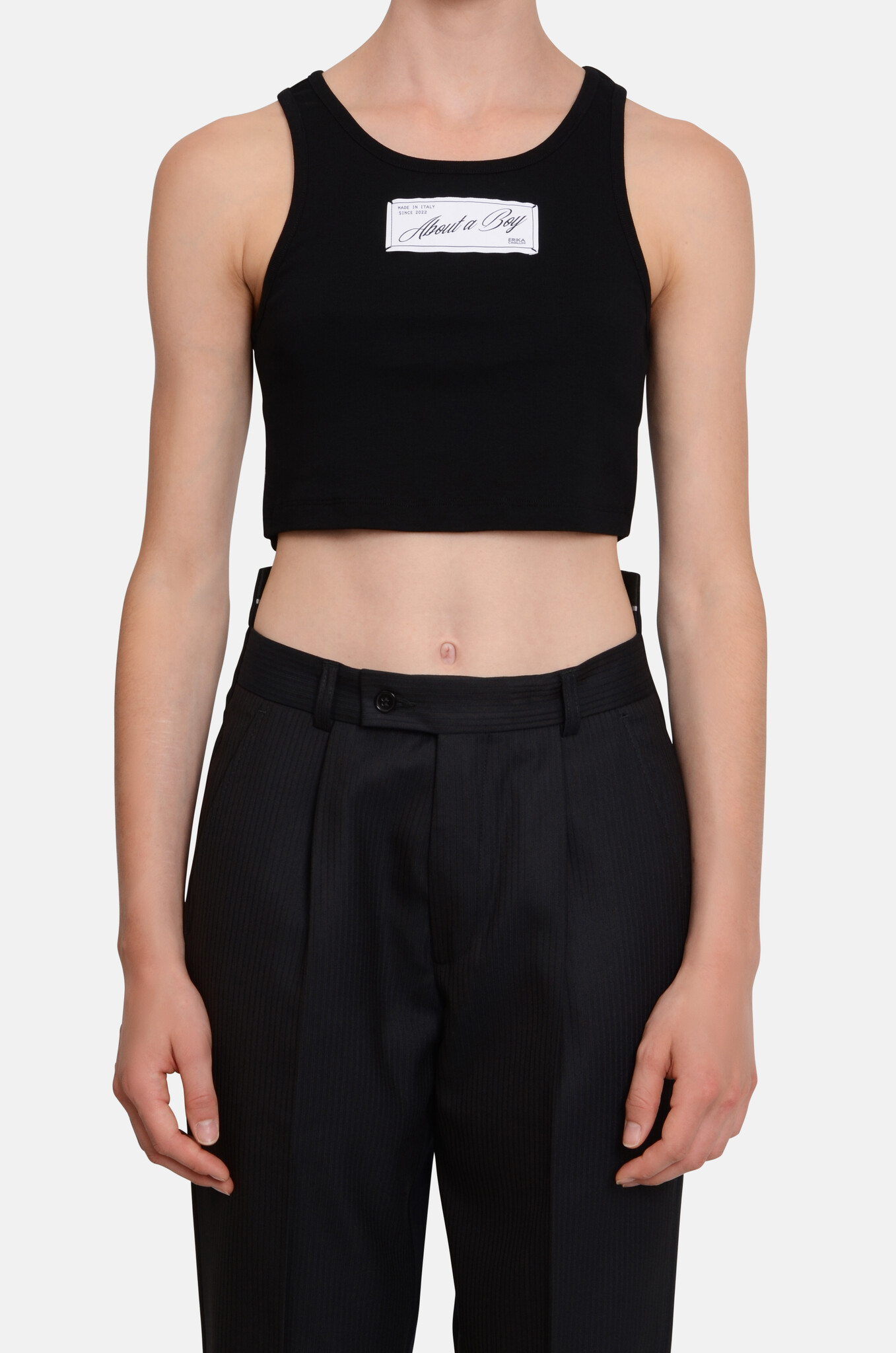 About a Boy Copped Tank in Black-1