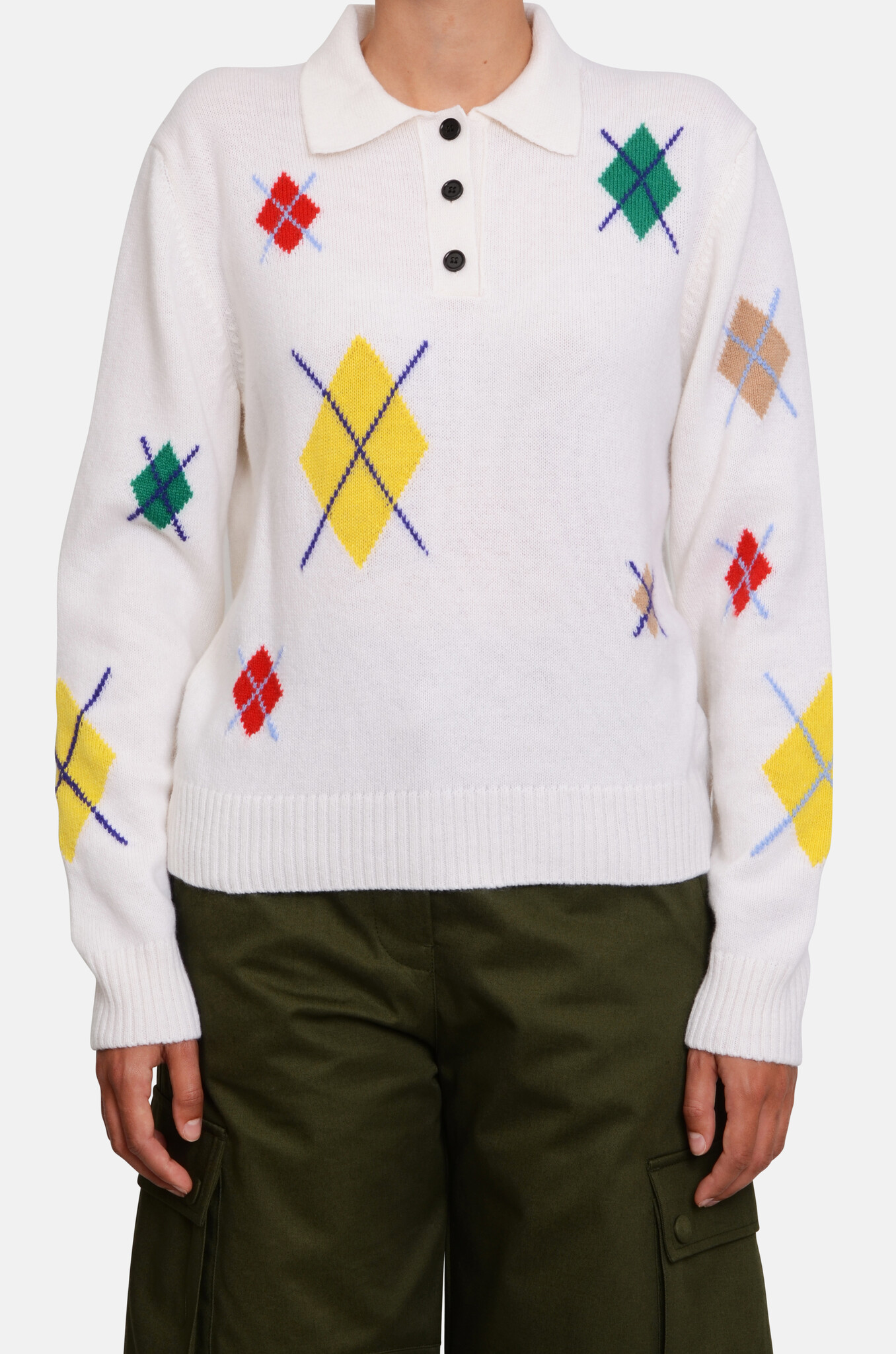 Diamond-pattern Polo Knit-1