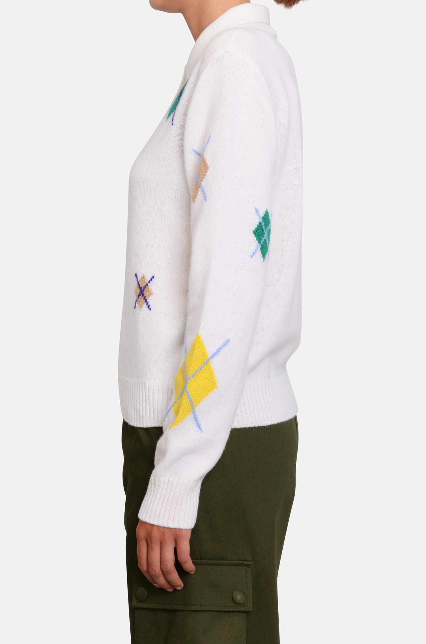 Diamond-pattern Polo Knit-3