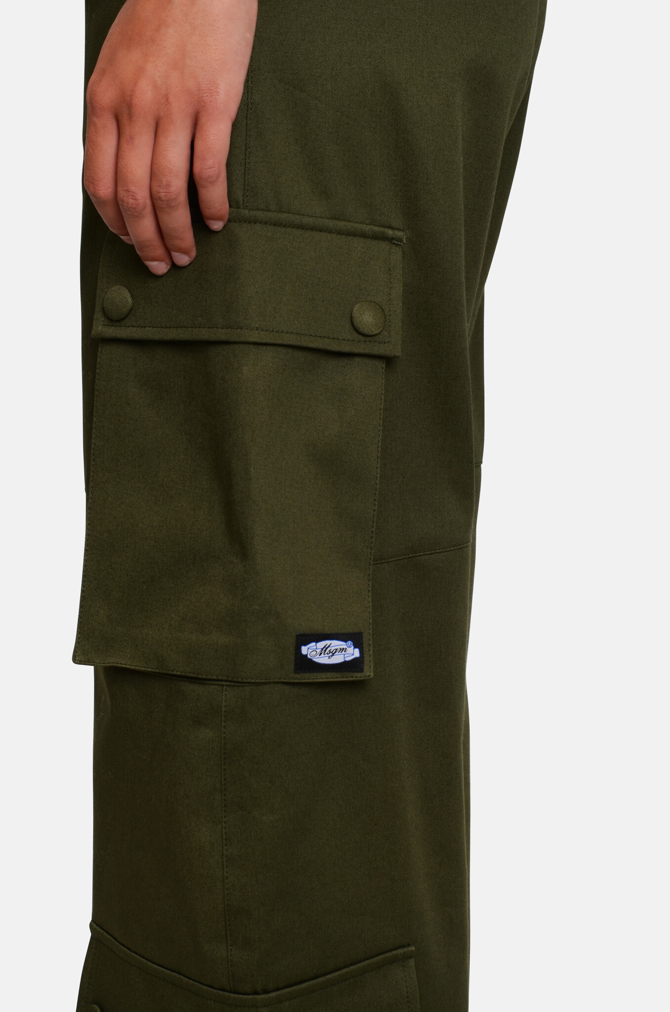 Curved Cargo Trousers in Olive-5