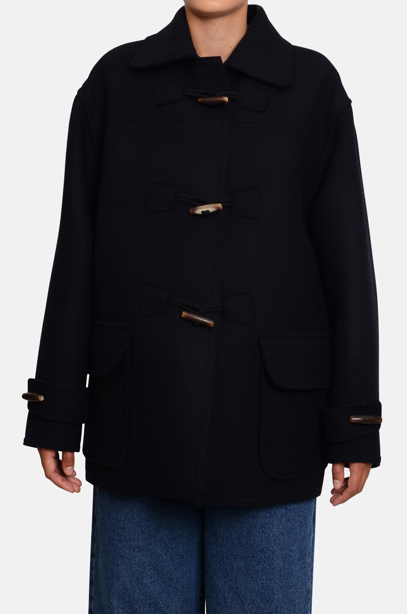 Navy Wool Duffle Coat-1