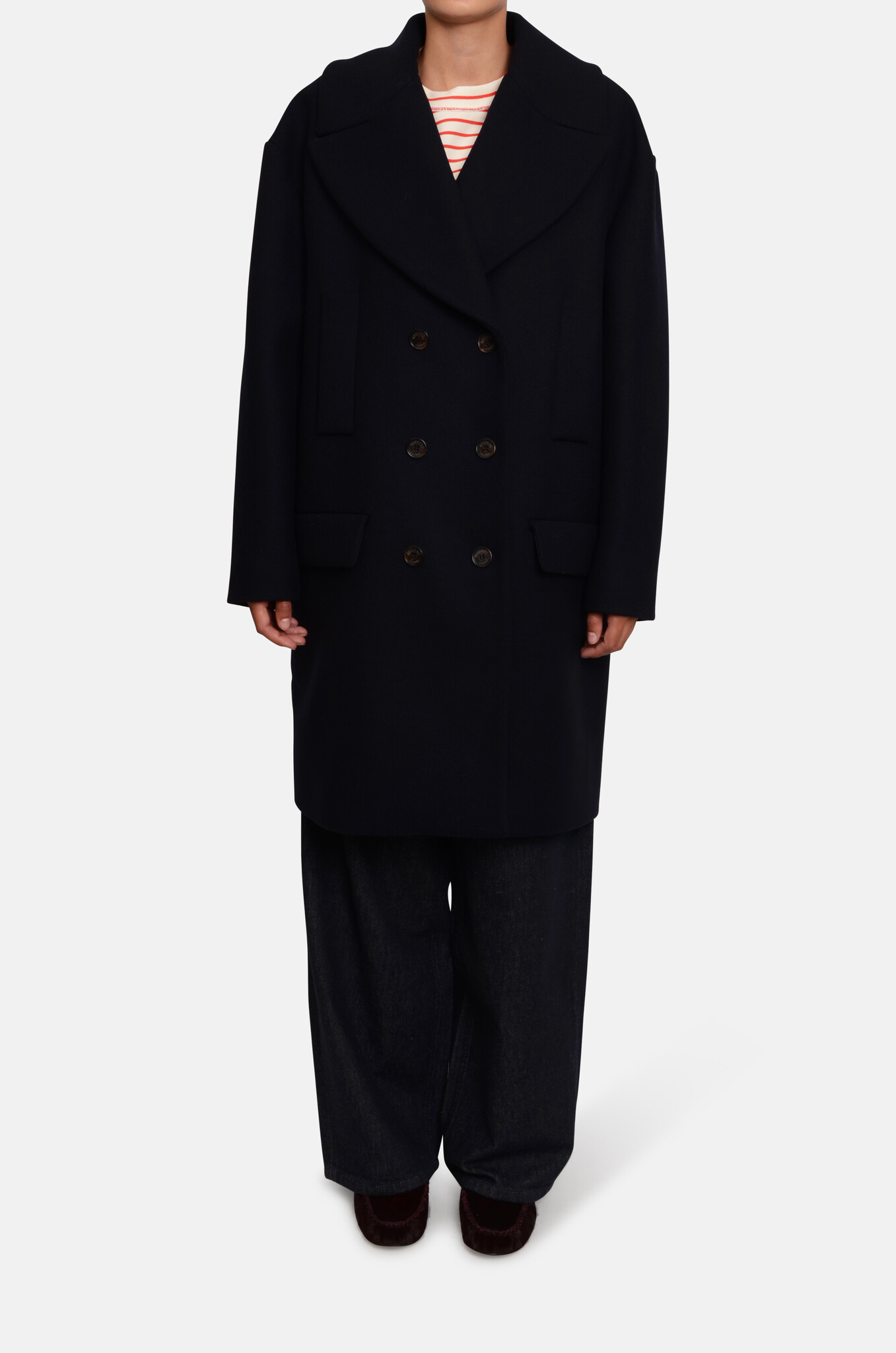 Double-Breasted Peacoat in Navy-1