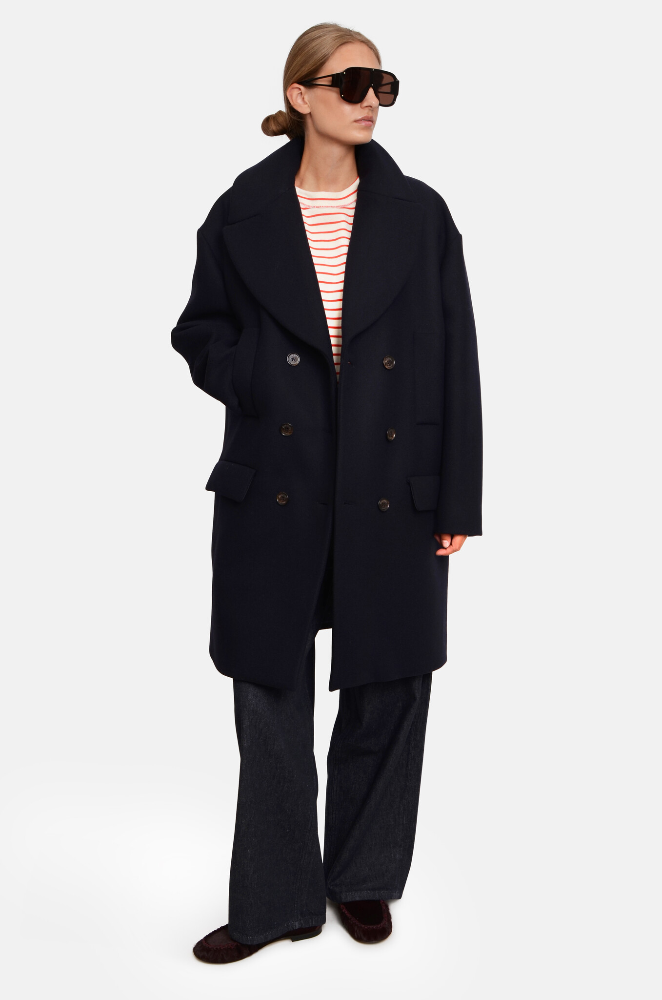 Double-Breasted Peacoat in Navy-2