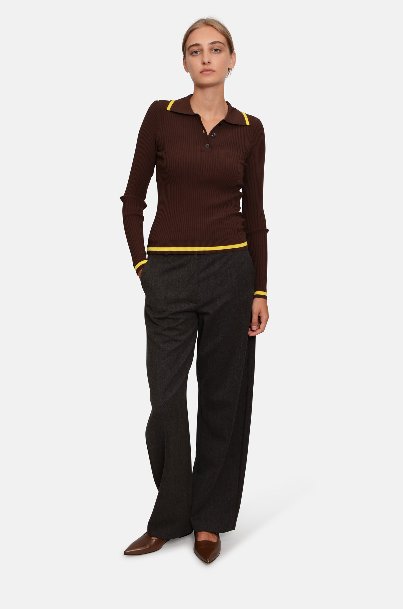 Dark Brown Straight Pants-2