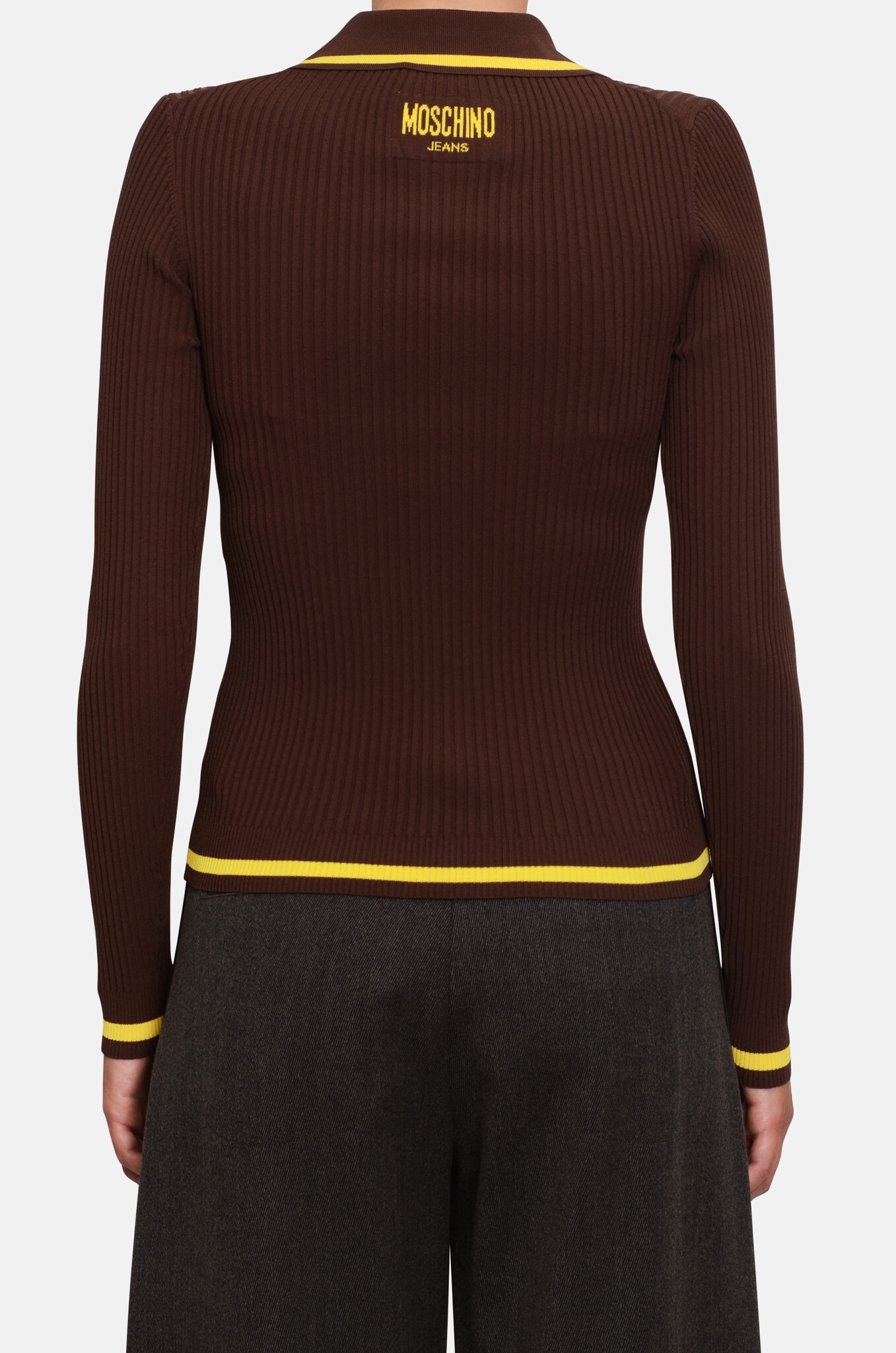 Ribbed Polo Knit in Chocolate Brown-4
