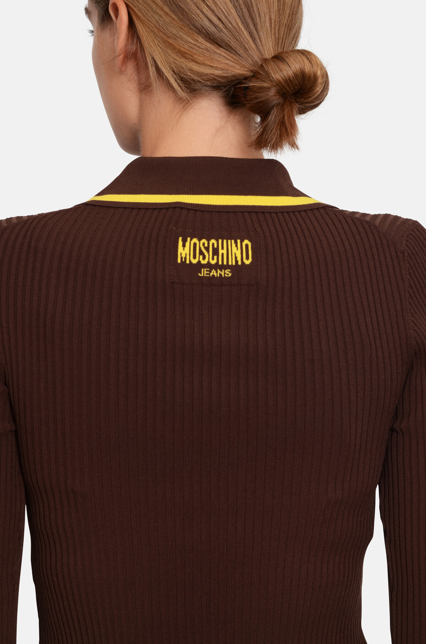 Ribbed Polo Knit in Chocolate Brown-5