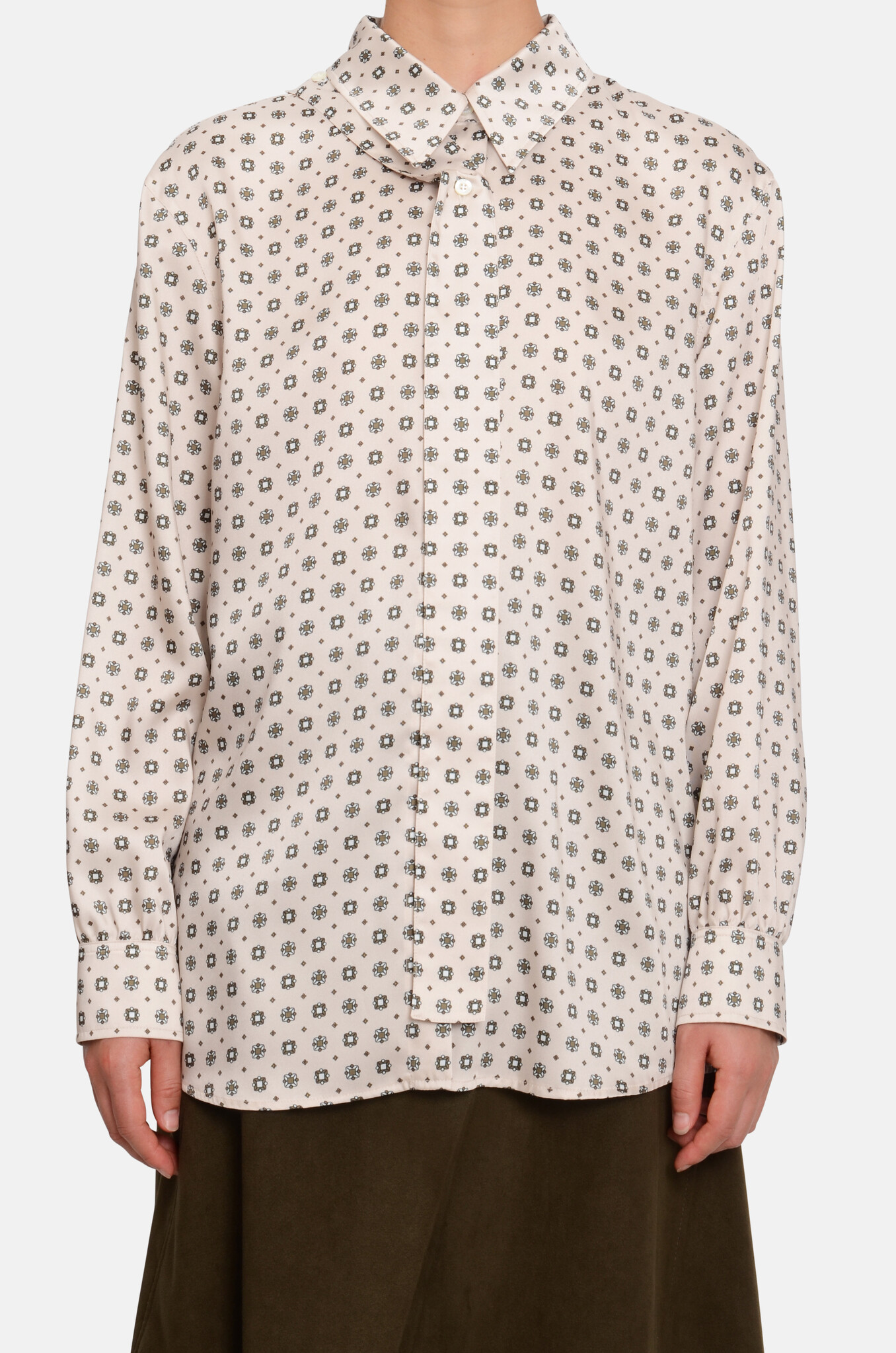 All-Over Patterned Fluid Blouse-1
