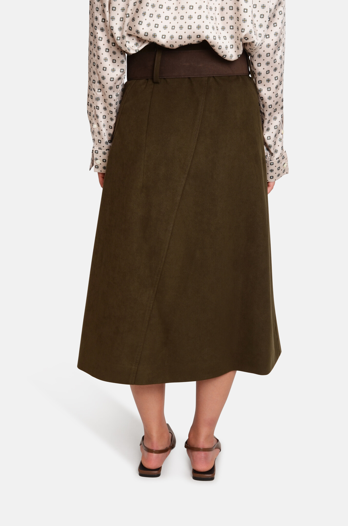 Suede Wrap Skirt With Belt-4
