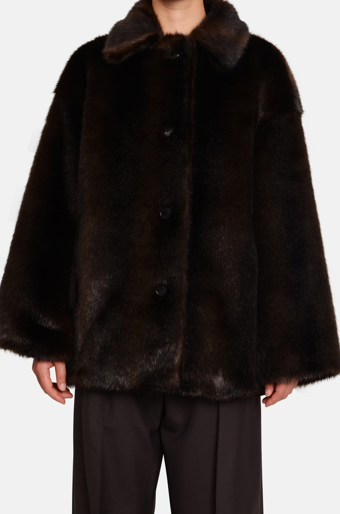 Faux Fur Coat in Brown-1