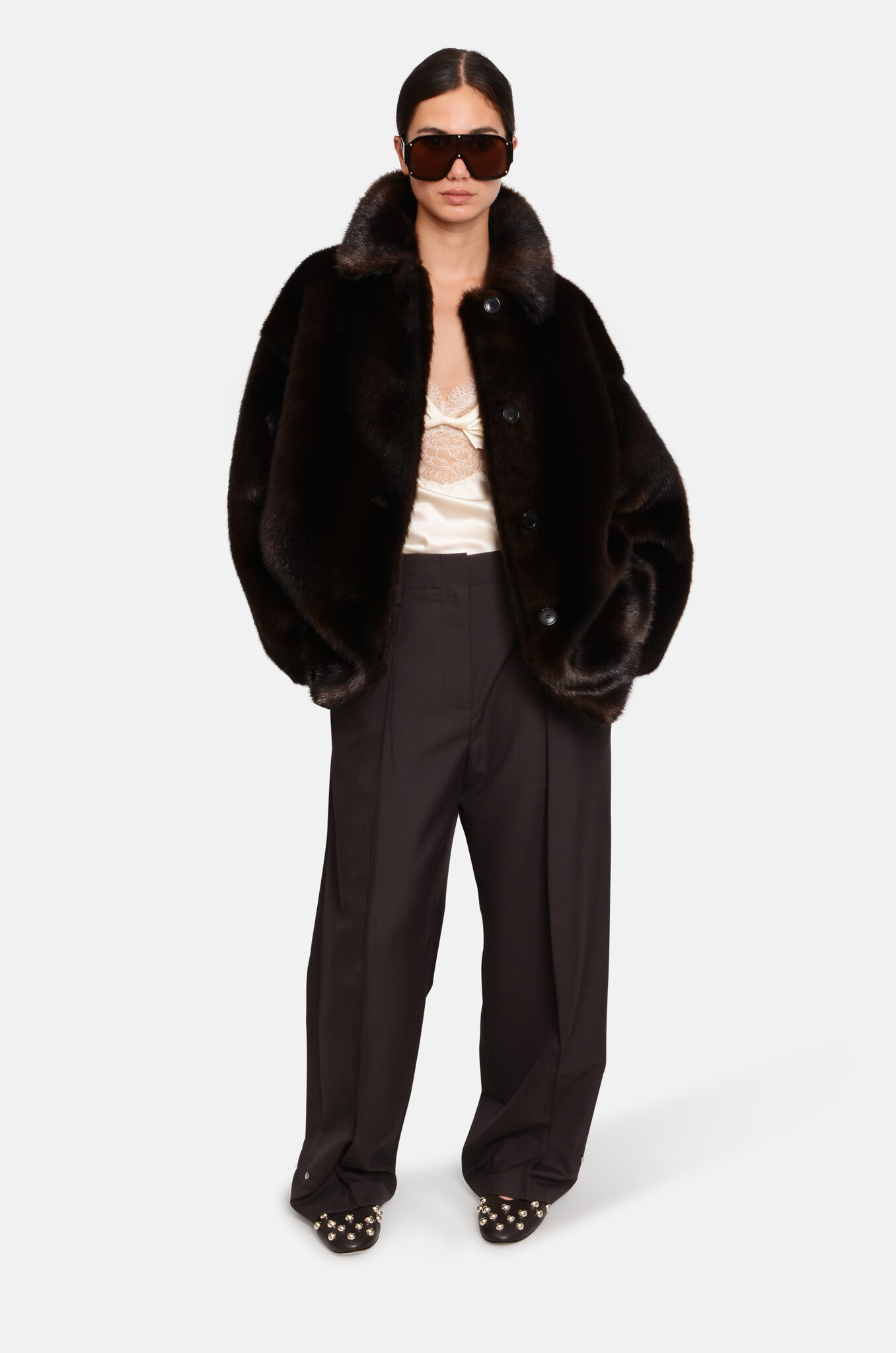 Faux Fur Coat in Brown-2