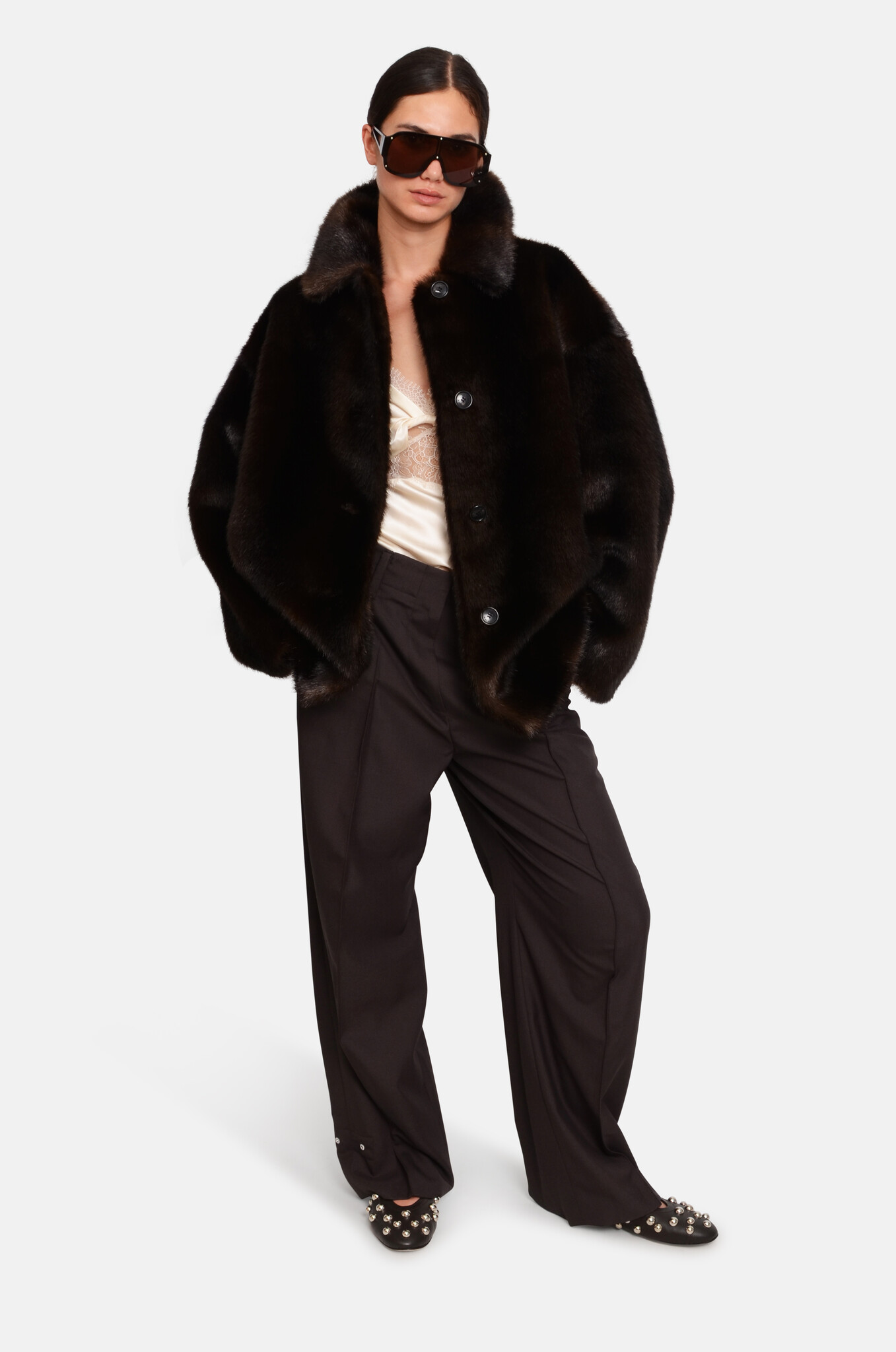 Soft Volumed Trousers in Brown-2