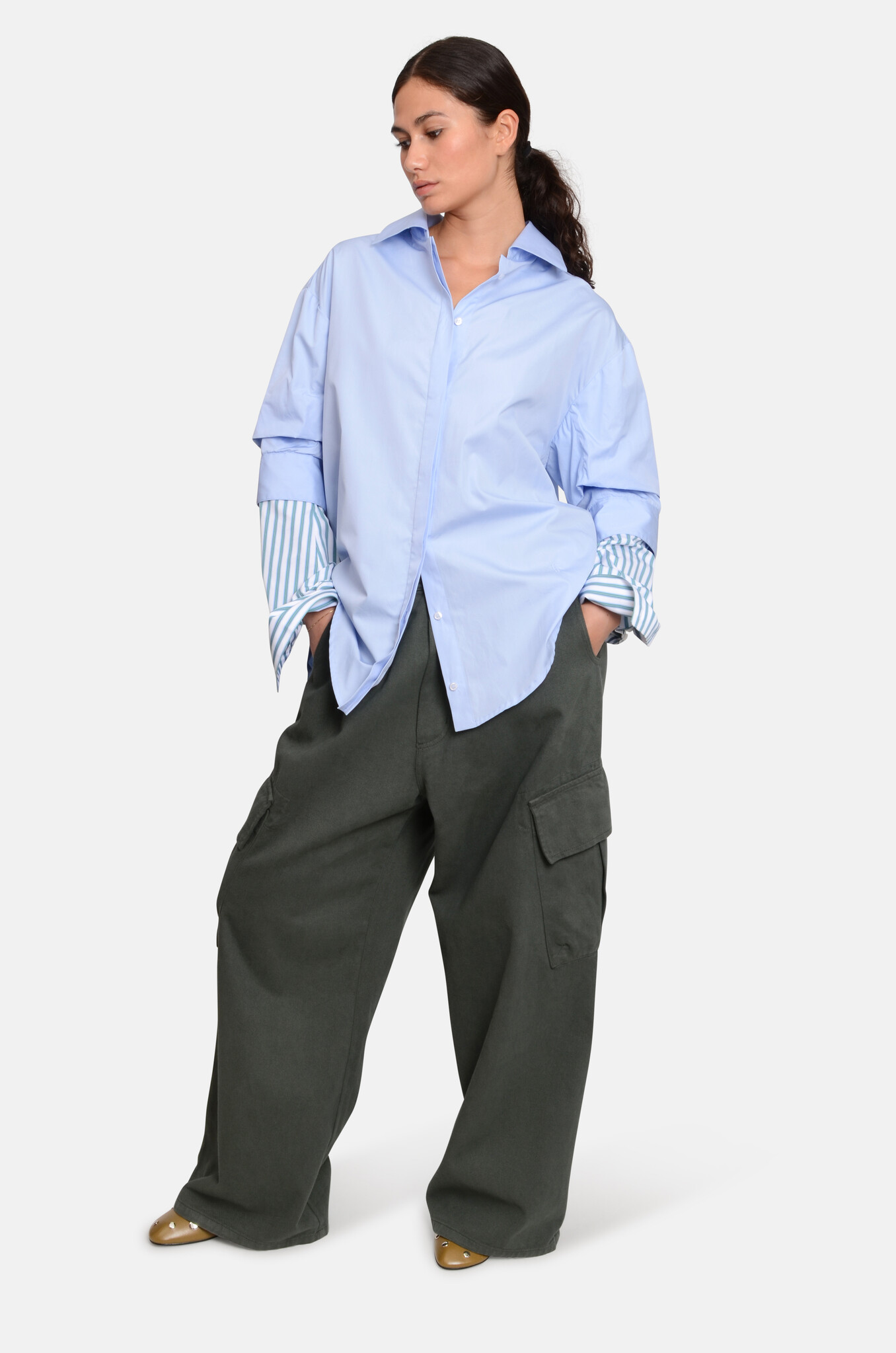 Romeo Baggy Pants Cotton Green Grey-2