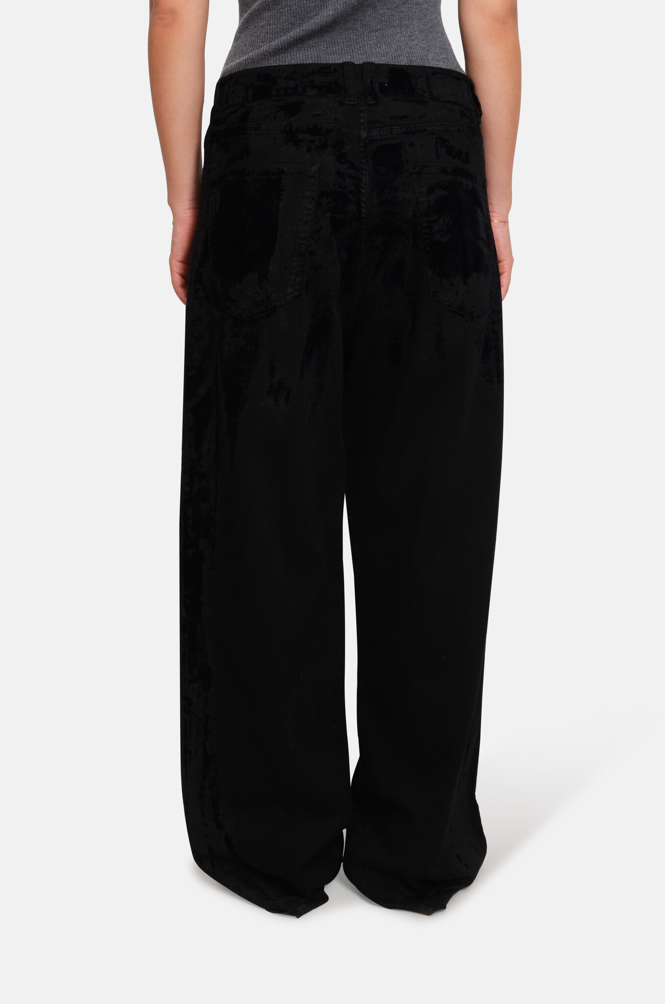 Aram Baggy Pants Velvet Washed Black-4