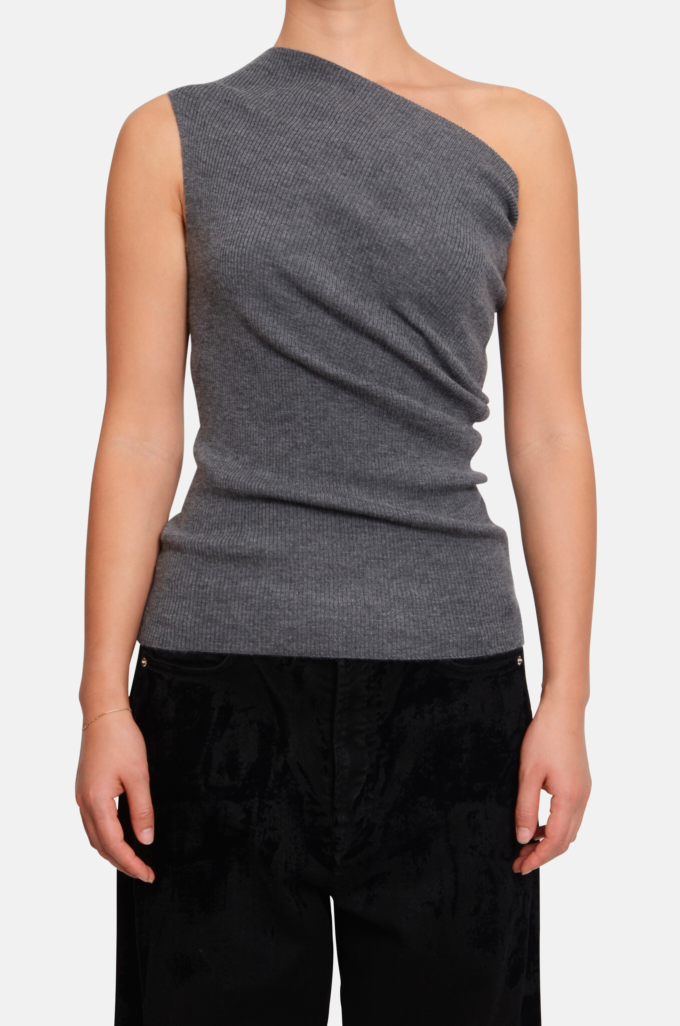 Roxy Cashmere Top in Grey Melange-1