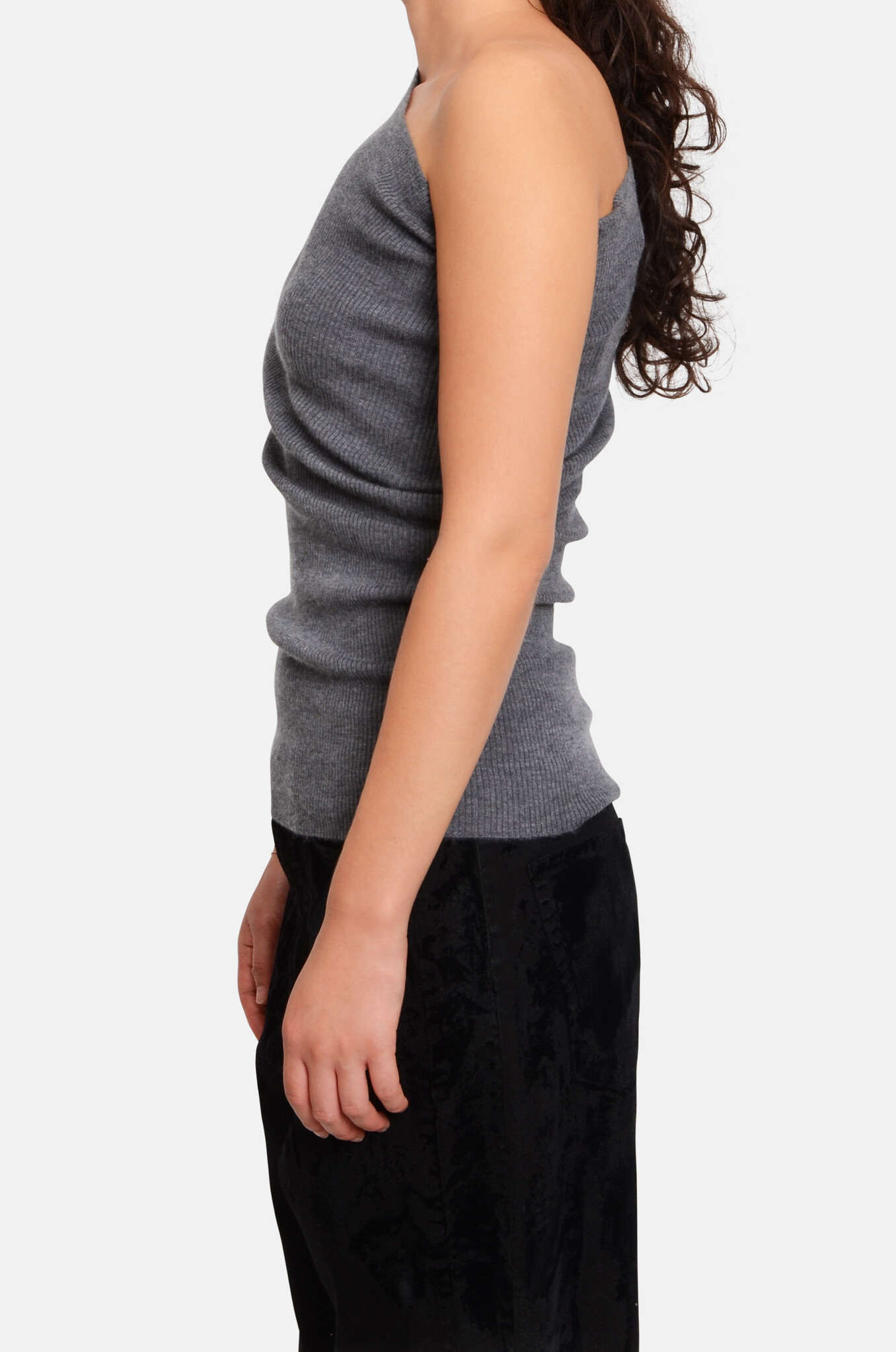 Roxy Cashmere Top in Grey Melange-3