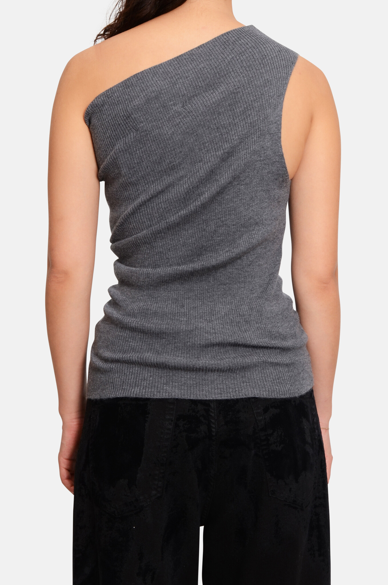 Roxy Cashmere Top in Grey Melange-4
