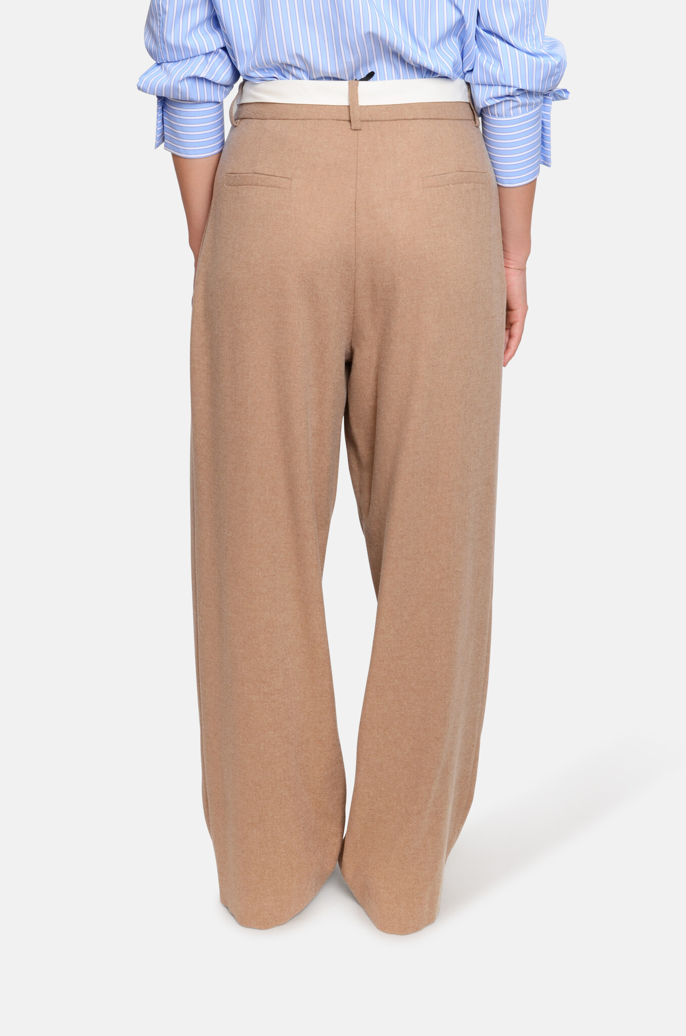 Pleated Wool Trousers in Sesamo-4