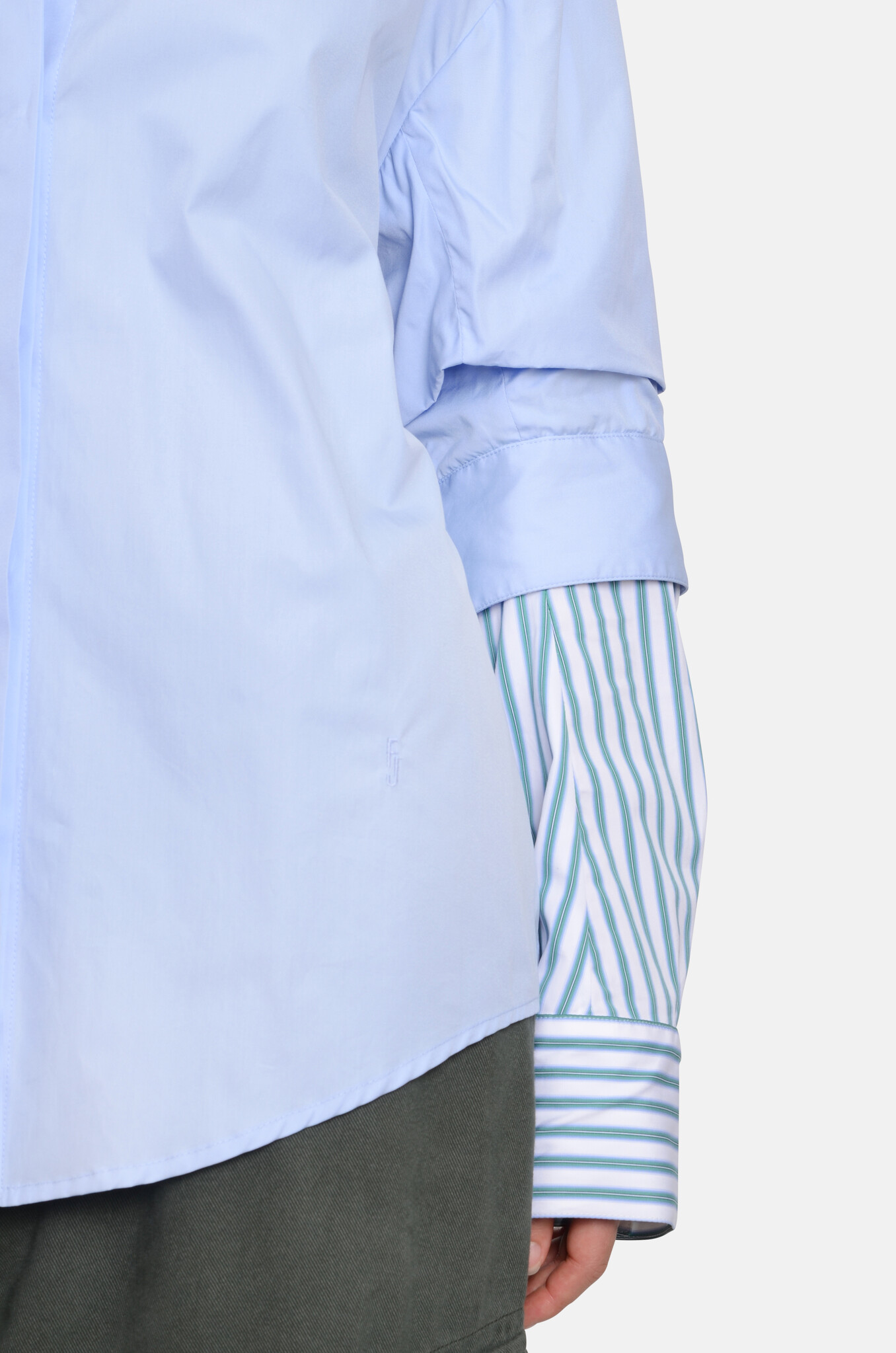 Cosmo Shirt in Light Blue Green Stripes-5