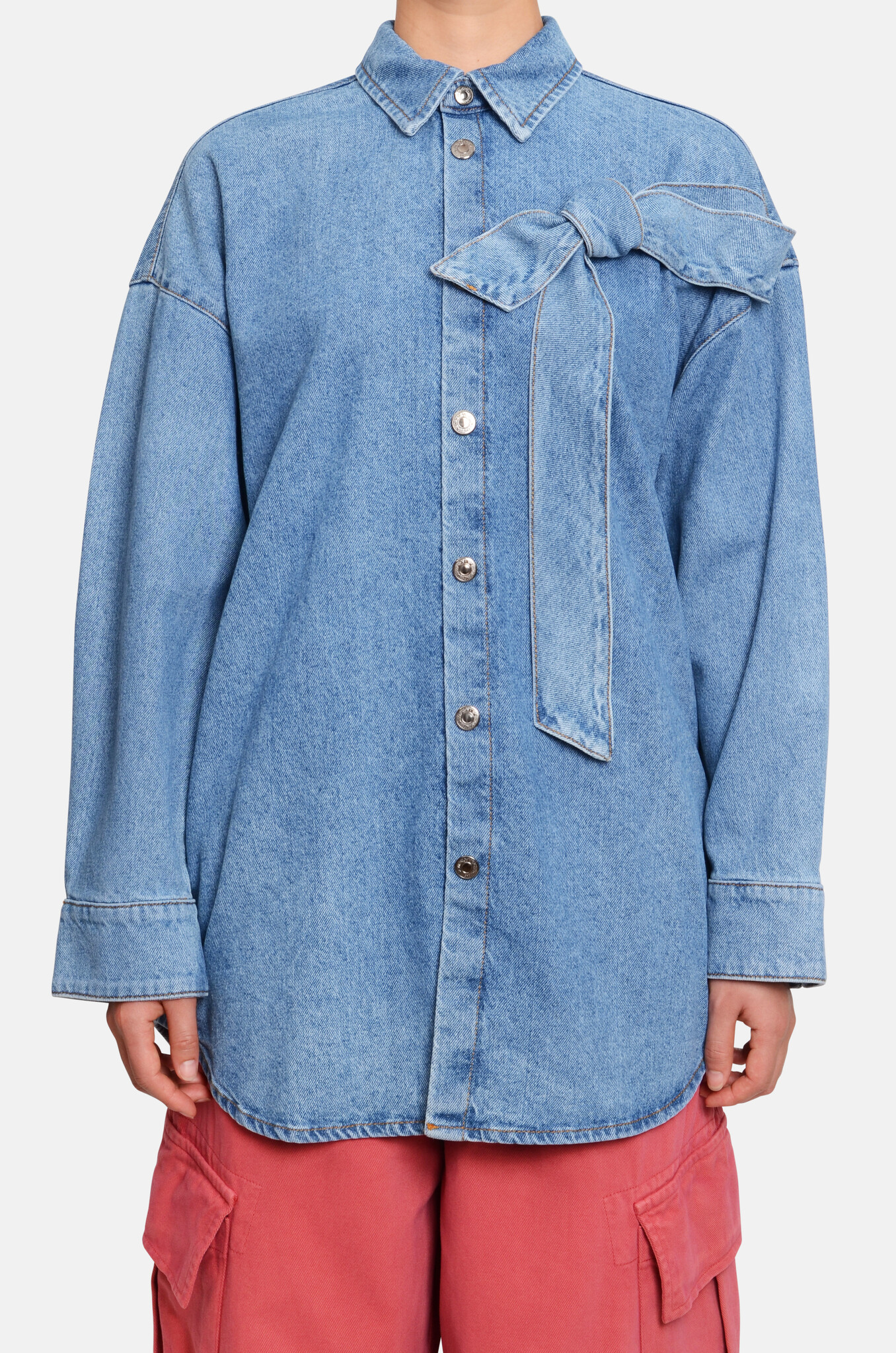 Denim Bow Over Shirt-1