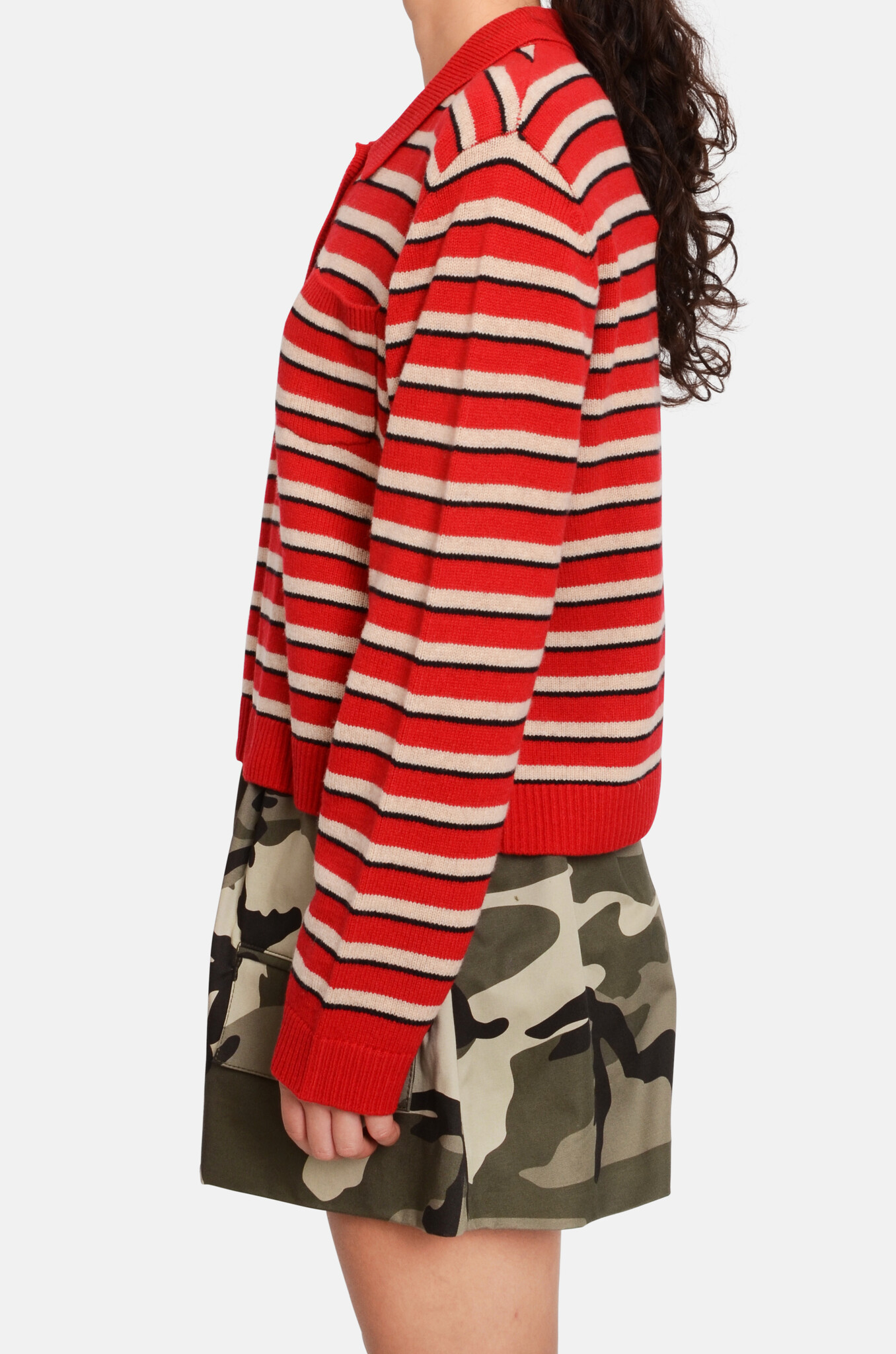 Cori Polo Knit in Cori Crimson Red Stripe-3