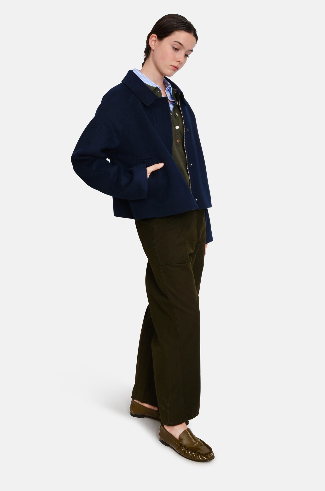 Ines Crop Utility Trouser In Moss-6