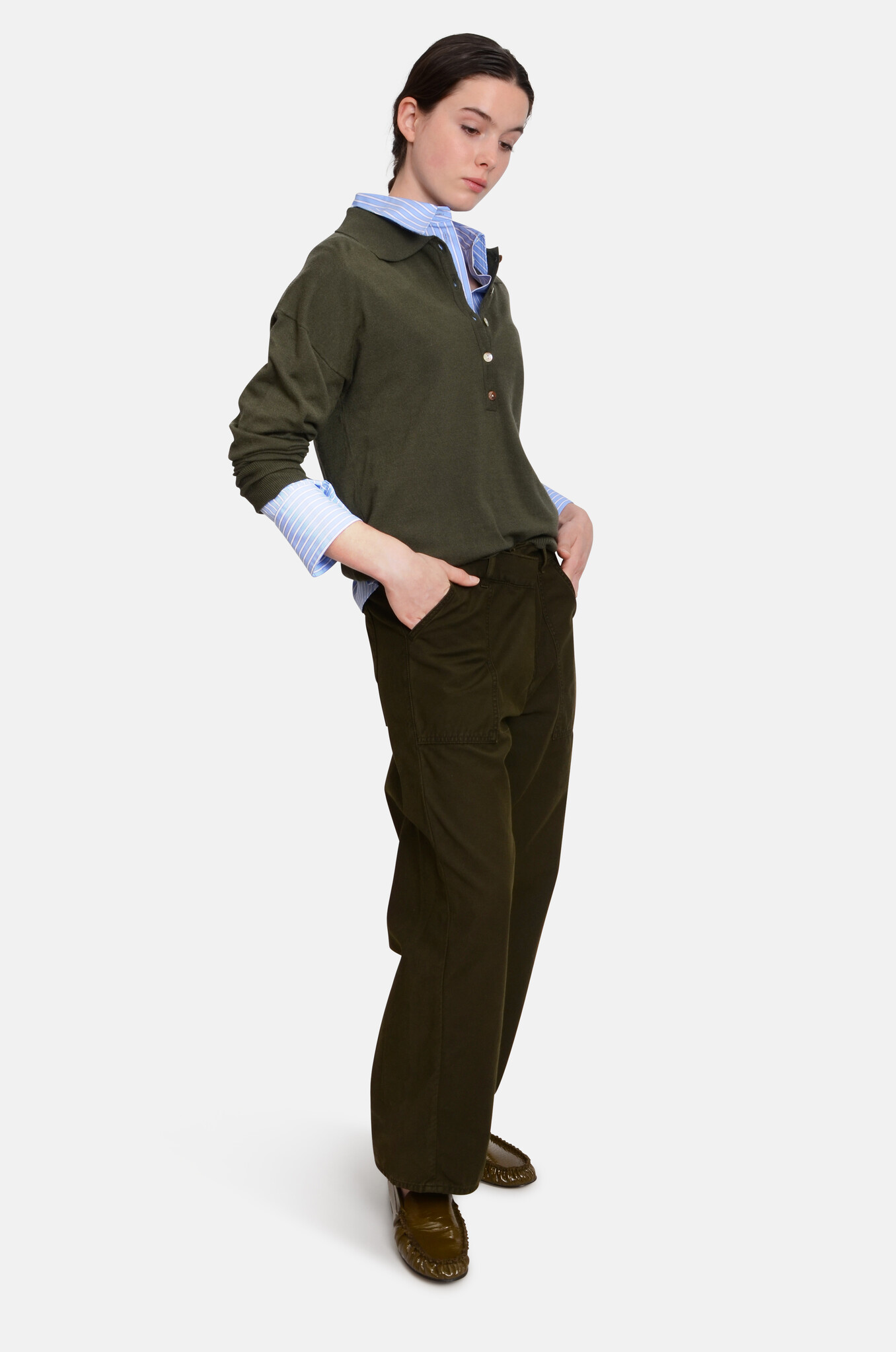 Ines Crop Utility Trouser In Moss-7