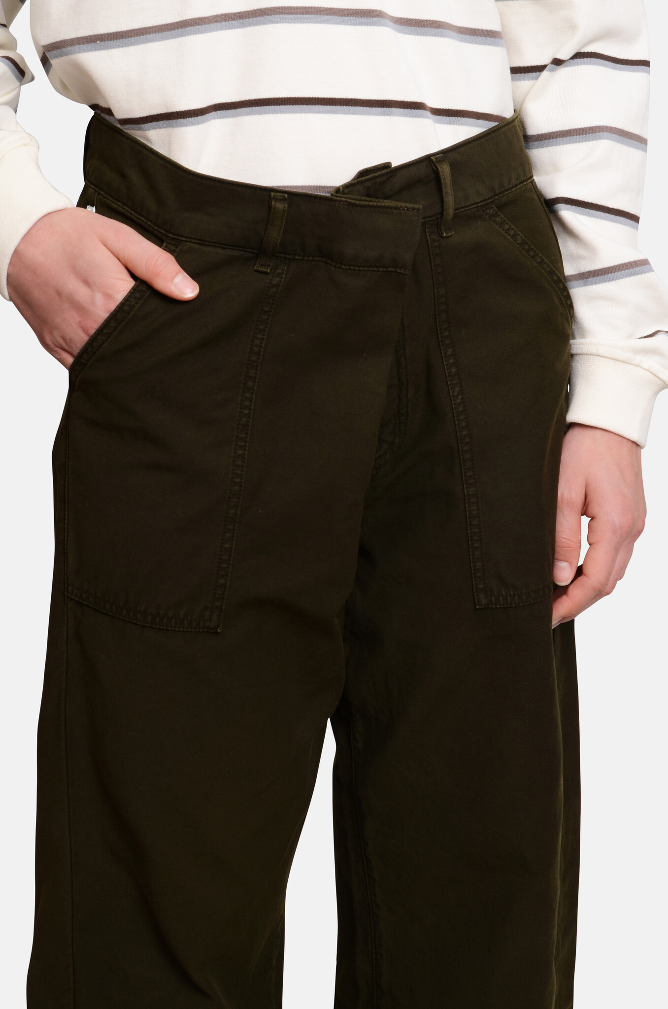 Ines Crop Utility Trouser In Moss-5