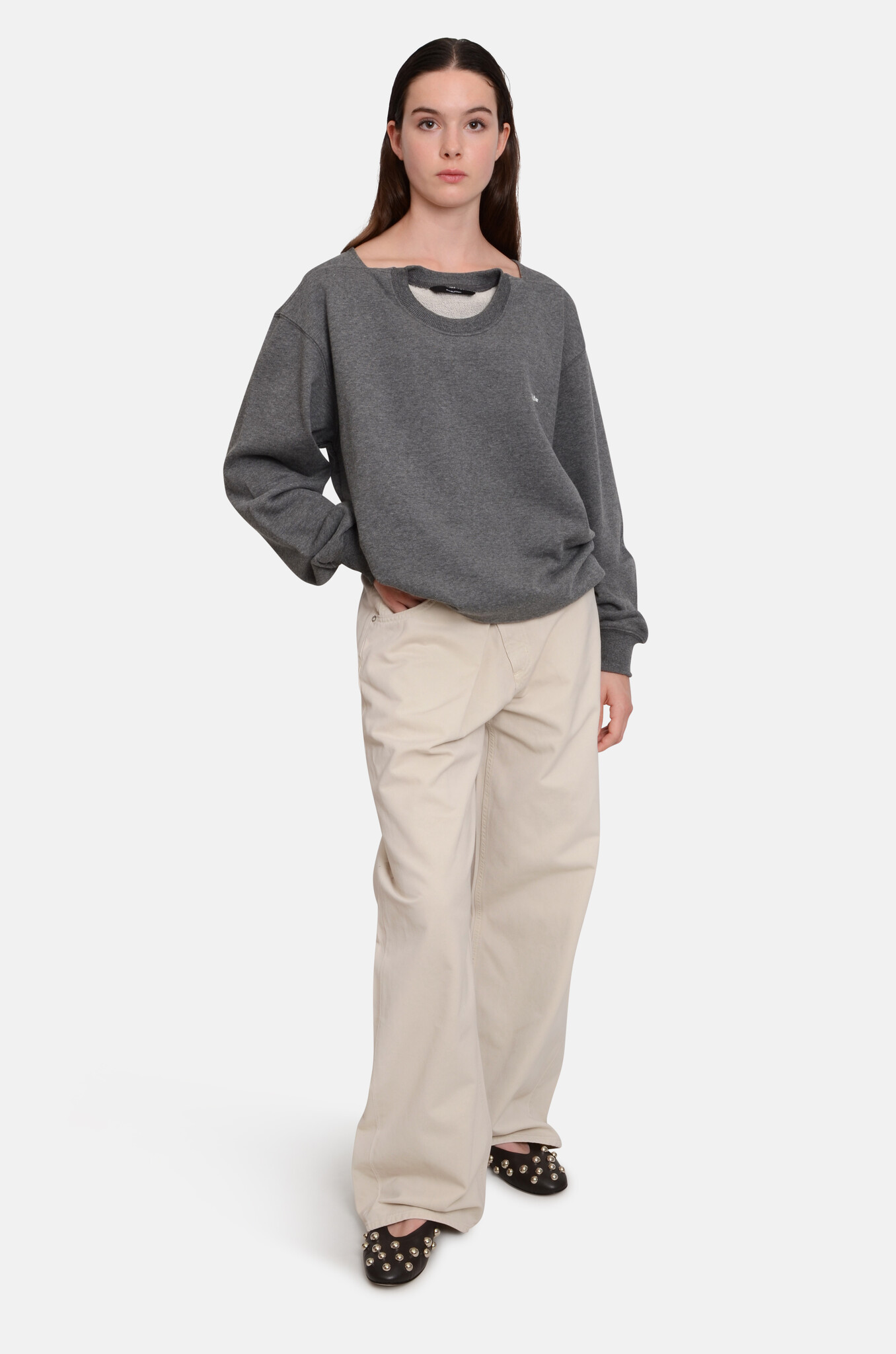 Dark Grey Movable Collar Sweatshirt-2
