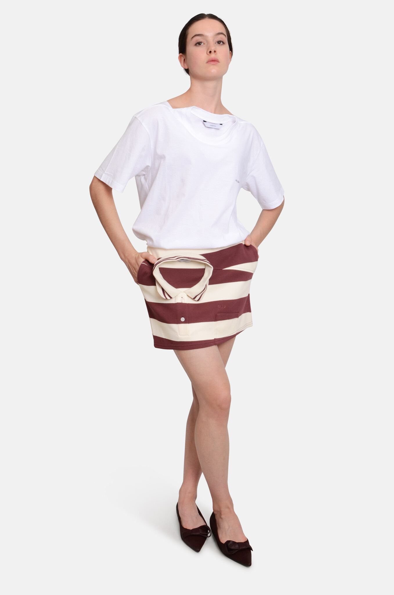 White Movable Collar T-Shirt-2