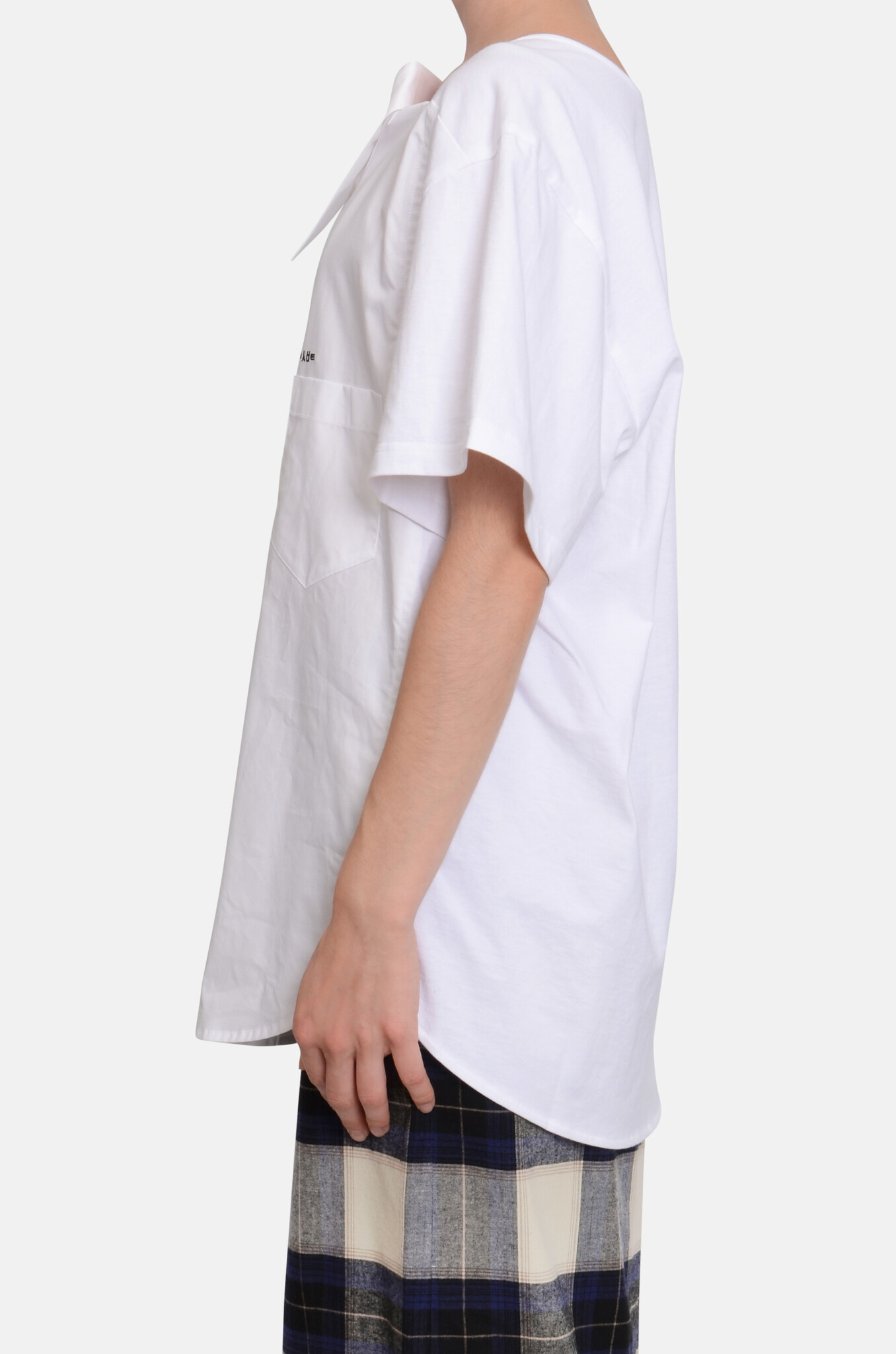 White Movable Collar Halfsleeve Shirt-3