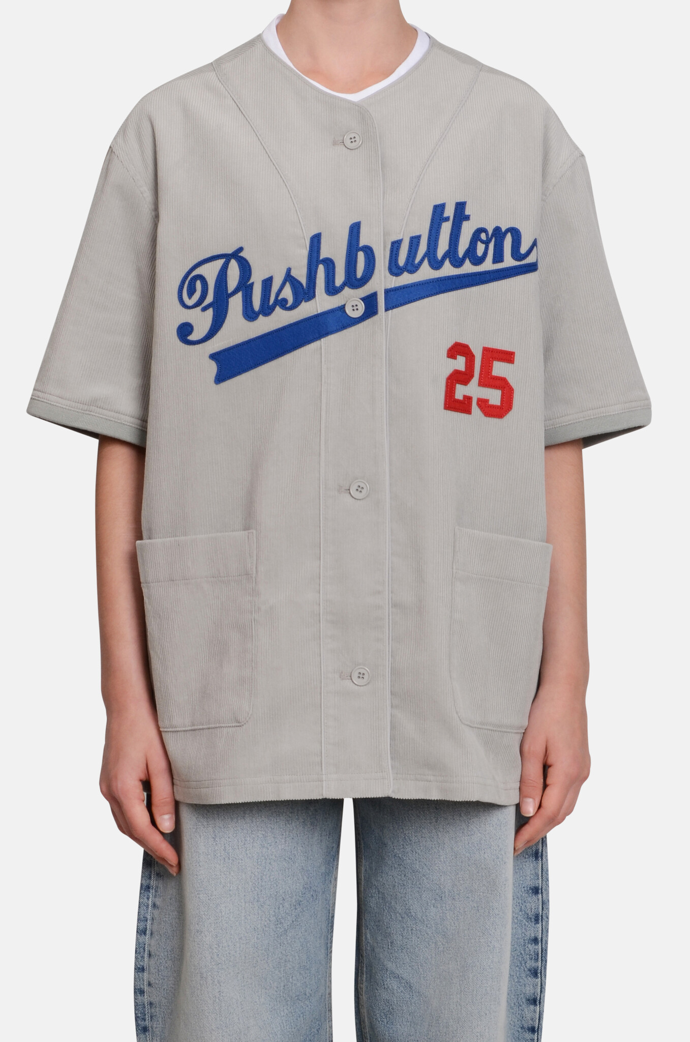 Grey Corduroy Baseball Shirt-1