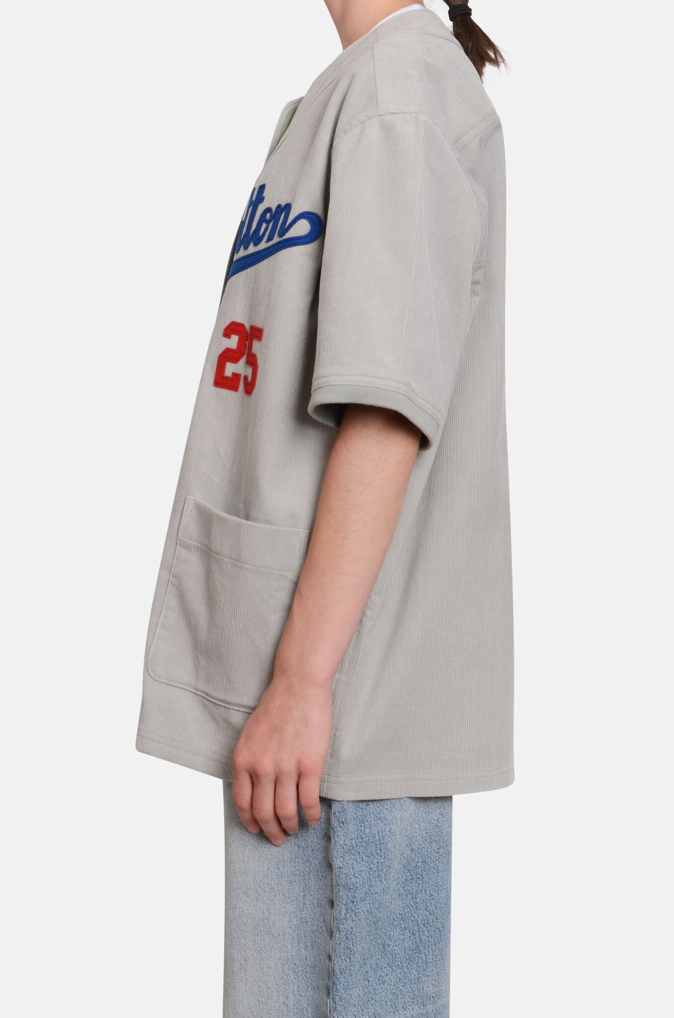 Grey Corduroy Baseball Shirt-3