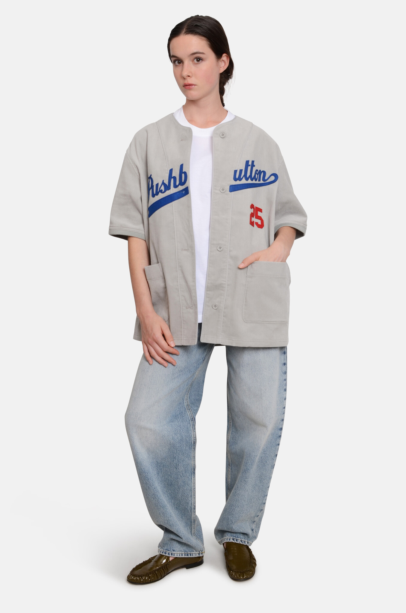 Grey Corduroy Baseball Shirt-2