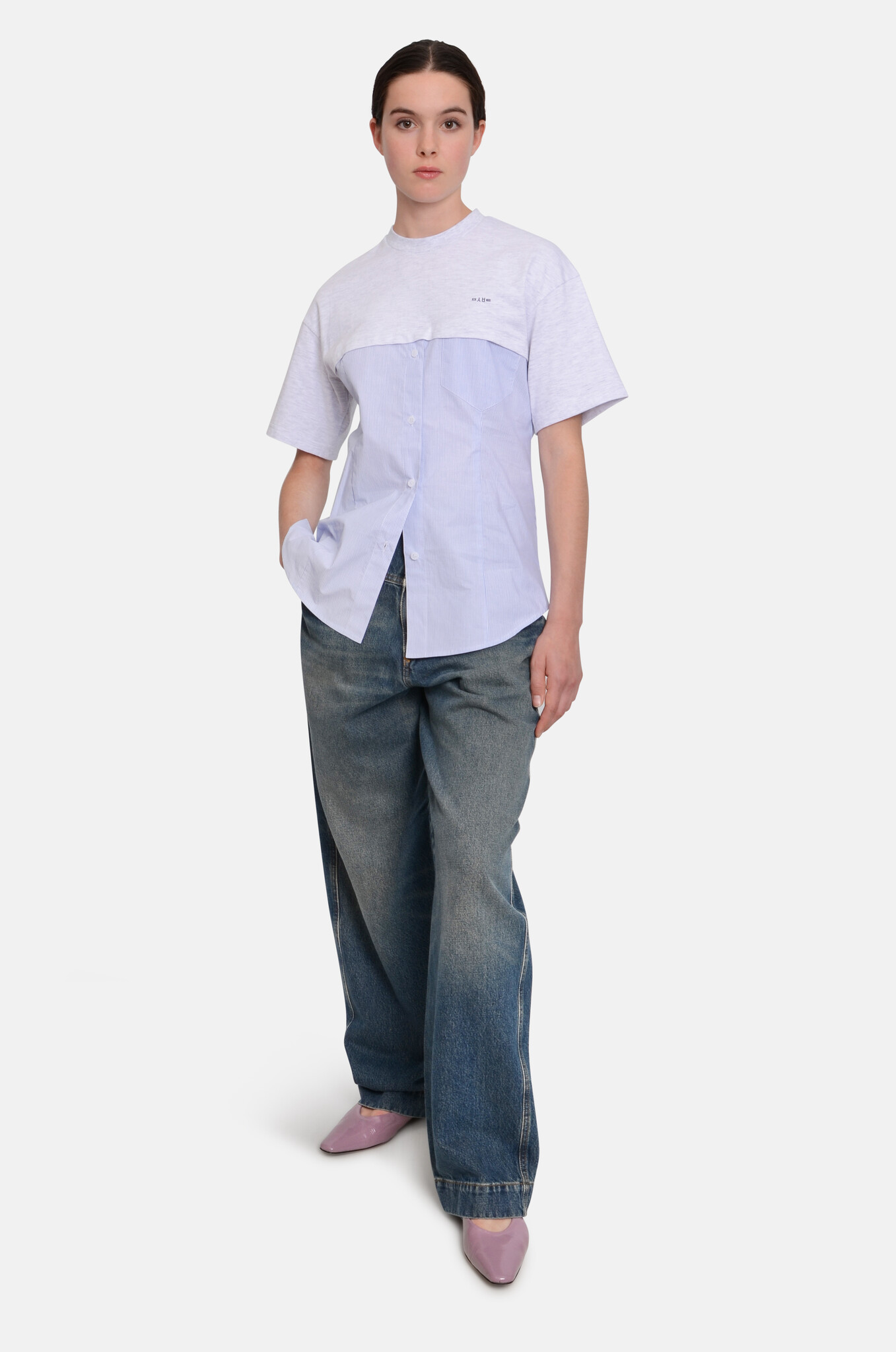 Blue Shirt Mix Top-2