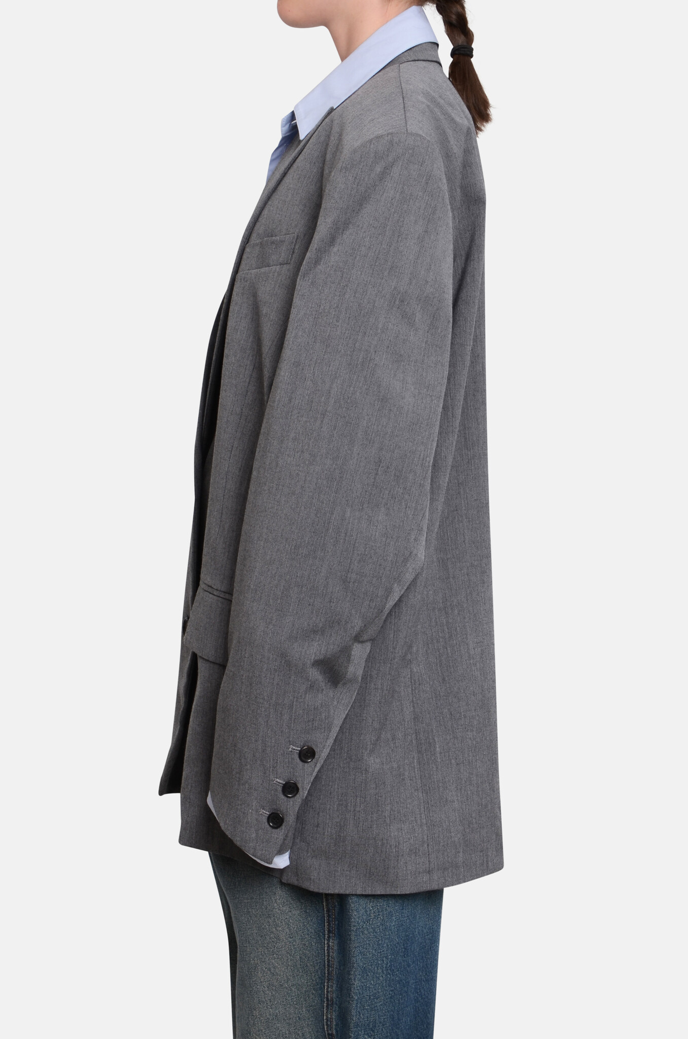 Grey Shirt Layered Blazer-3