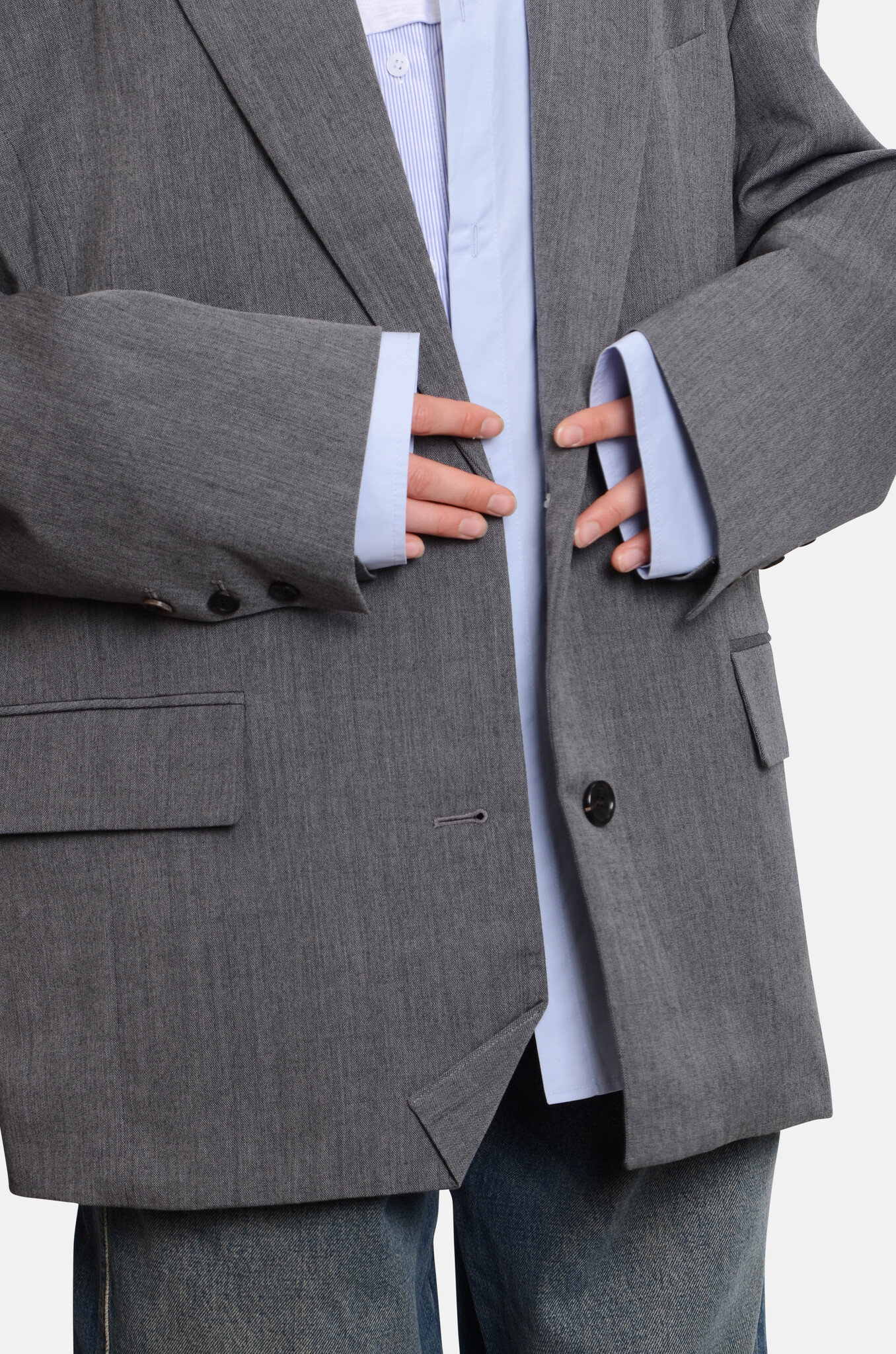 Grey Shirt Layered Blazer-6