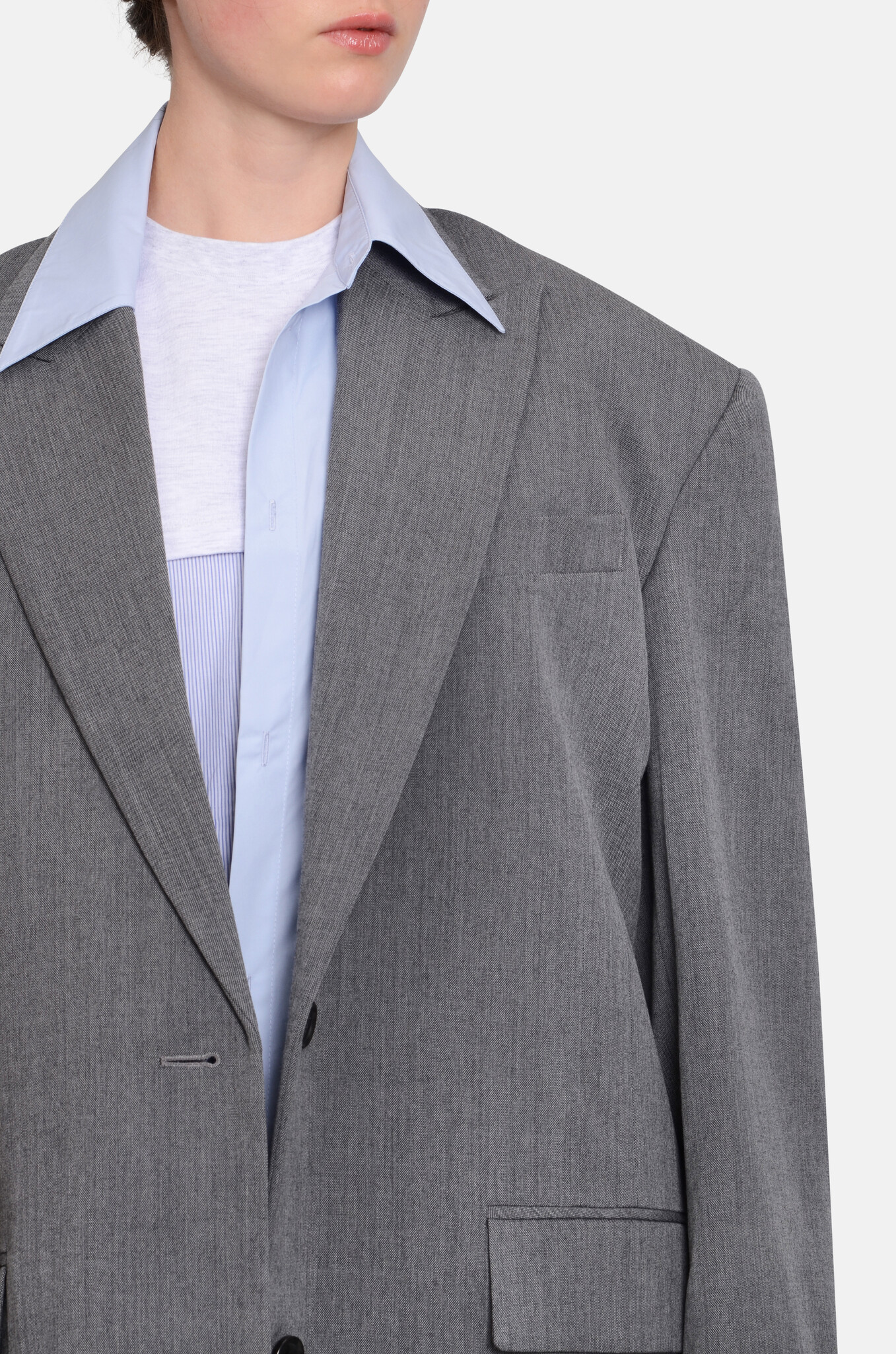 Grey Shirt Layered Blazer-5