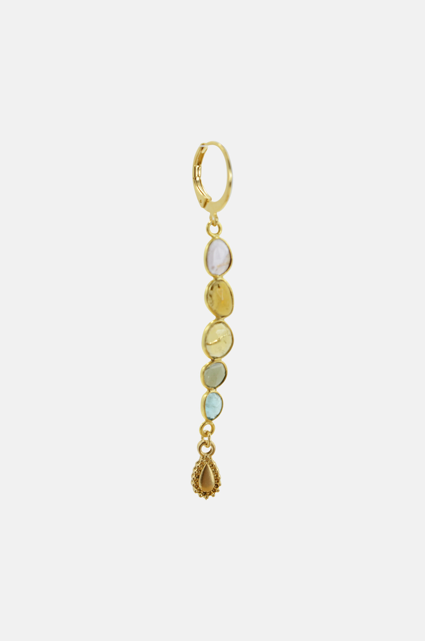 Faceted Multi Coloured Semi Precious Stone Drop Earring-1