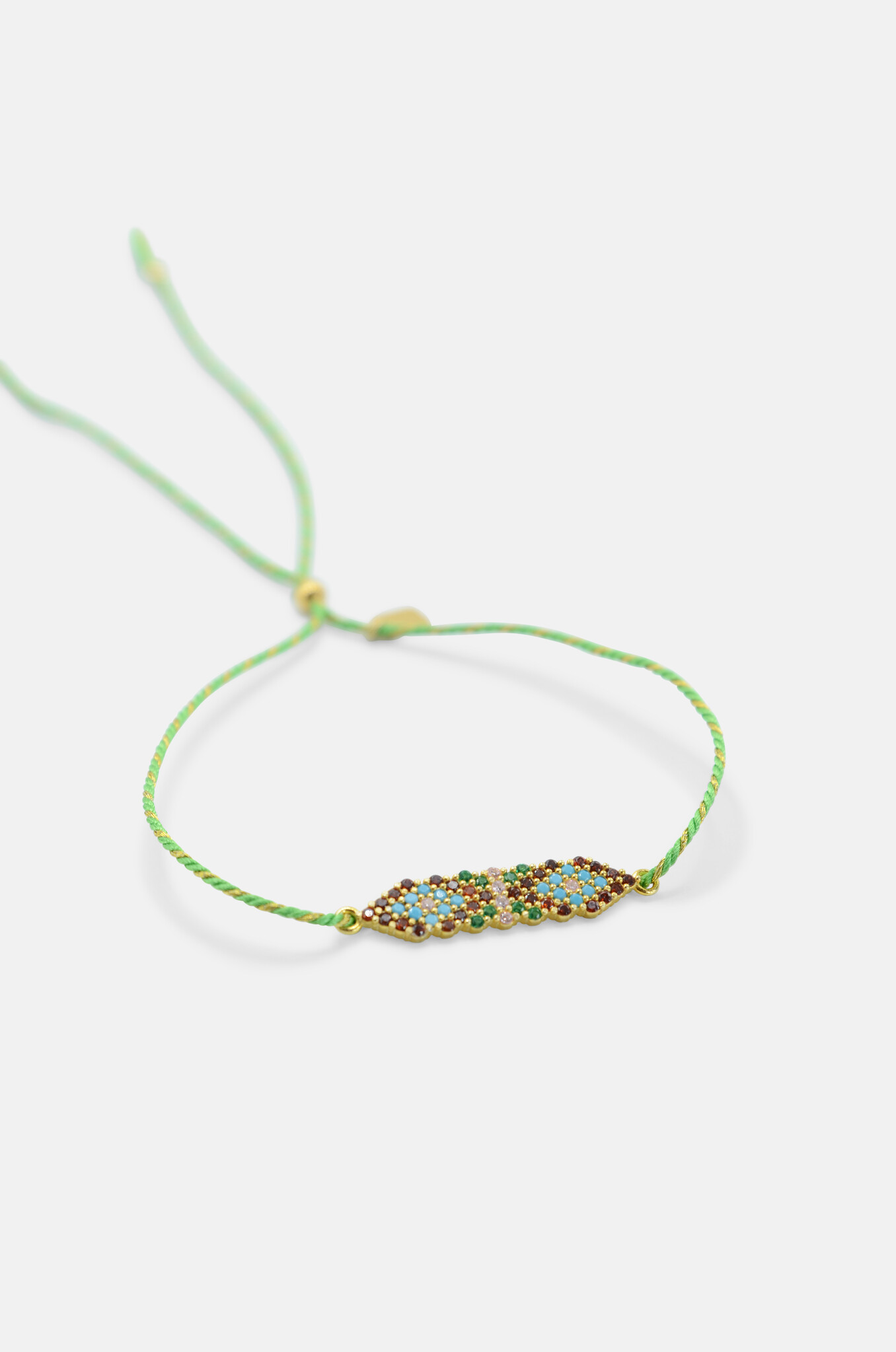 Multicoloured Argyle Friendship Bracelet in Green-2