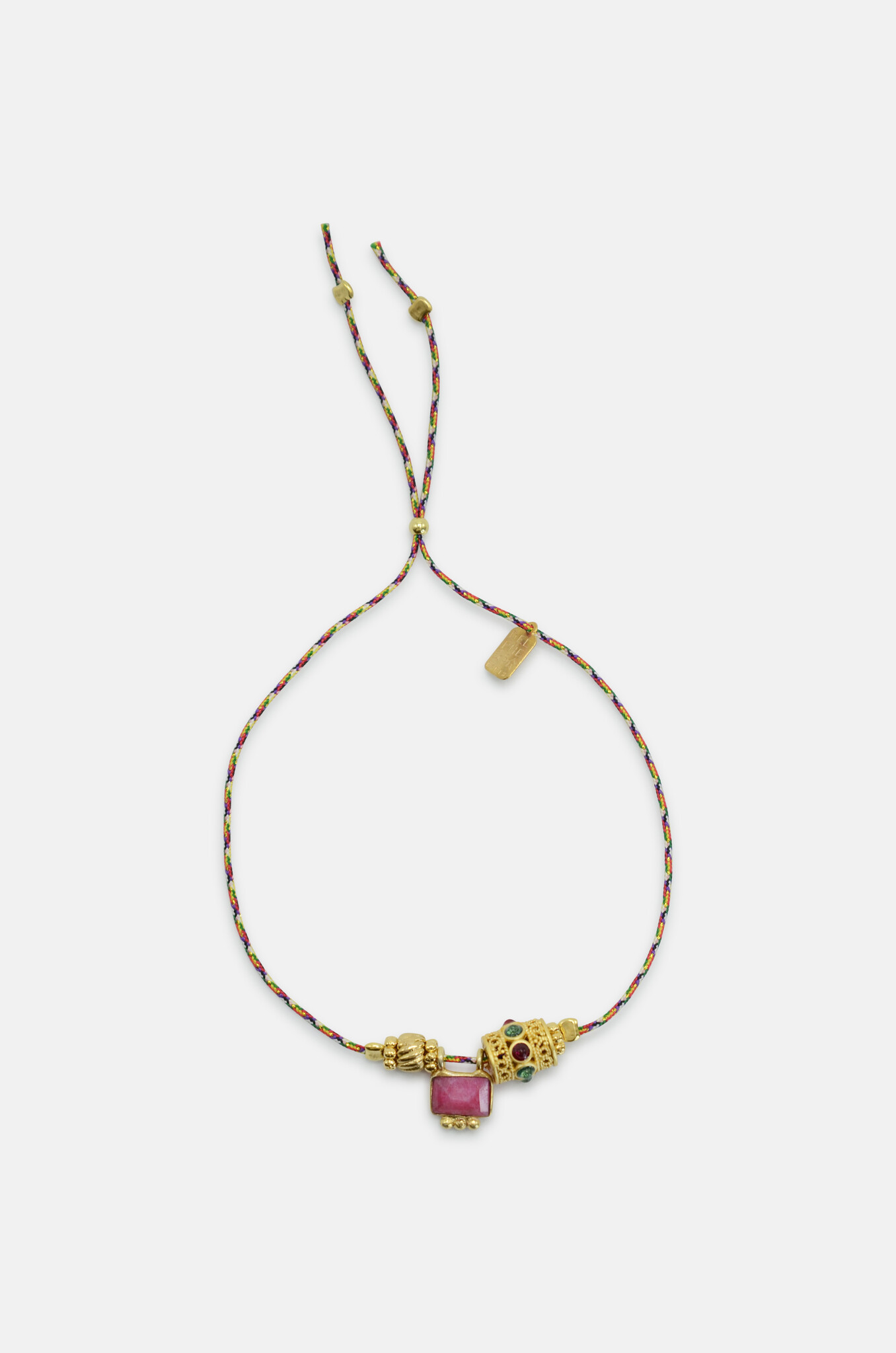 Faceted Red Tourmaline Byzantine Bracelet-1