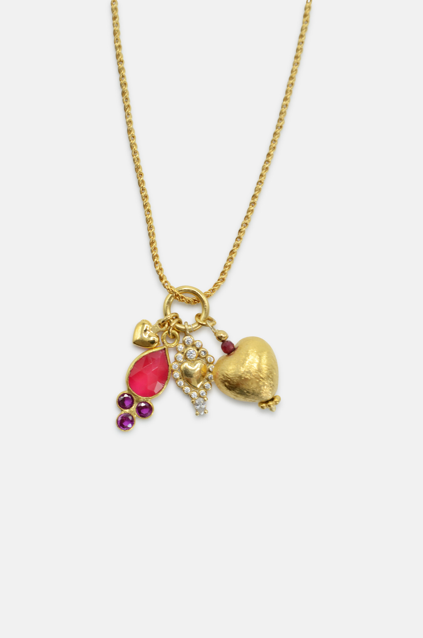 Multicharm Red Tourmaline Chunky Heart Necklace-2