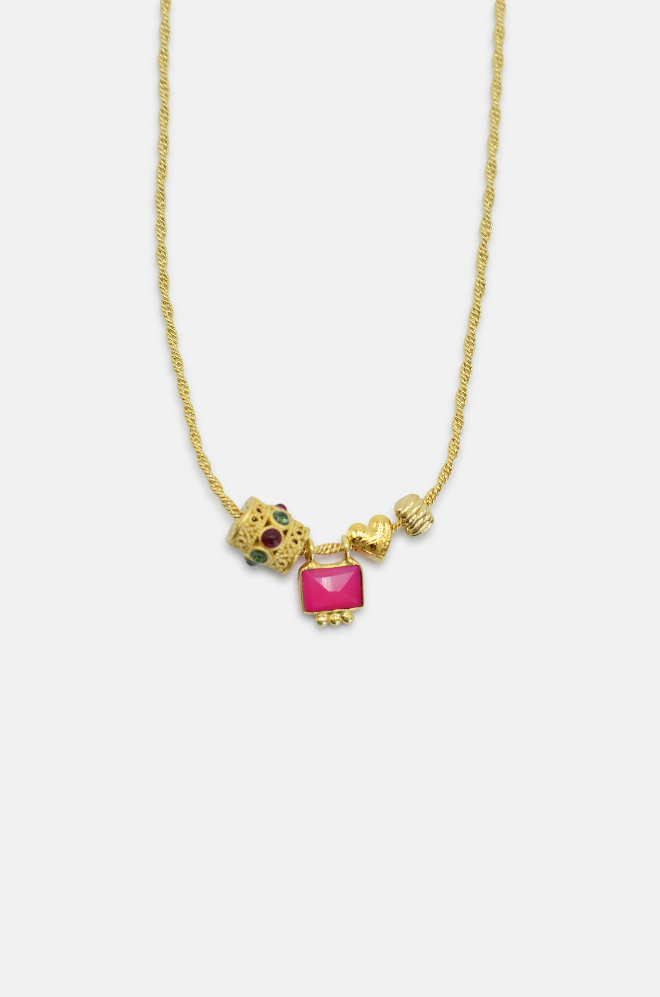 Multicharm Red Tourmaline Byzantine Necklace-2