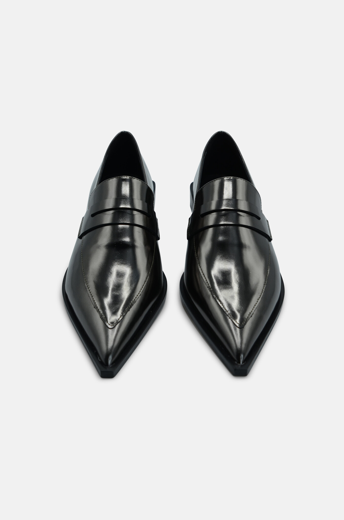 Nolia Pointy Loafer in Metallic Black/Grey-3