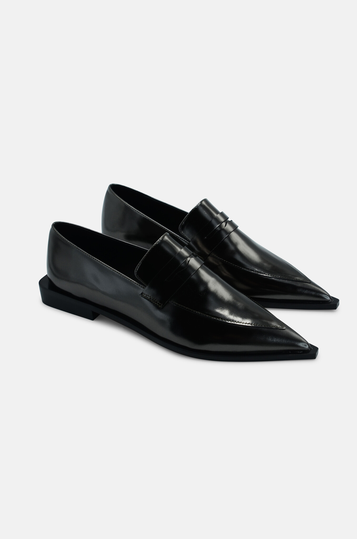 Nolia Pointy Loafer in Patent Black-4